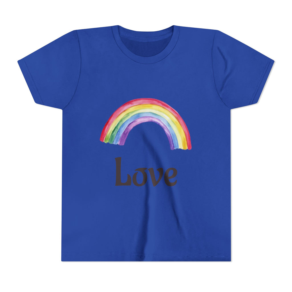 Youth T-shirt — Watercolor Rainbow & Paint Stroke American Flag Kids Shirt