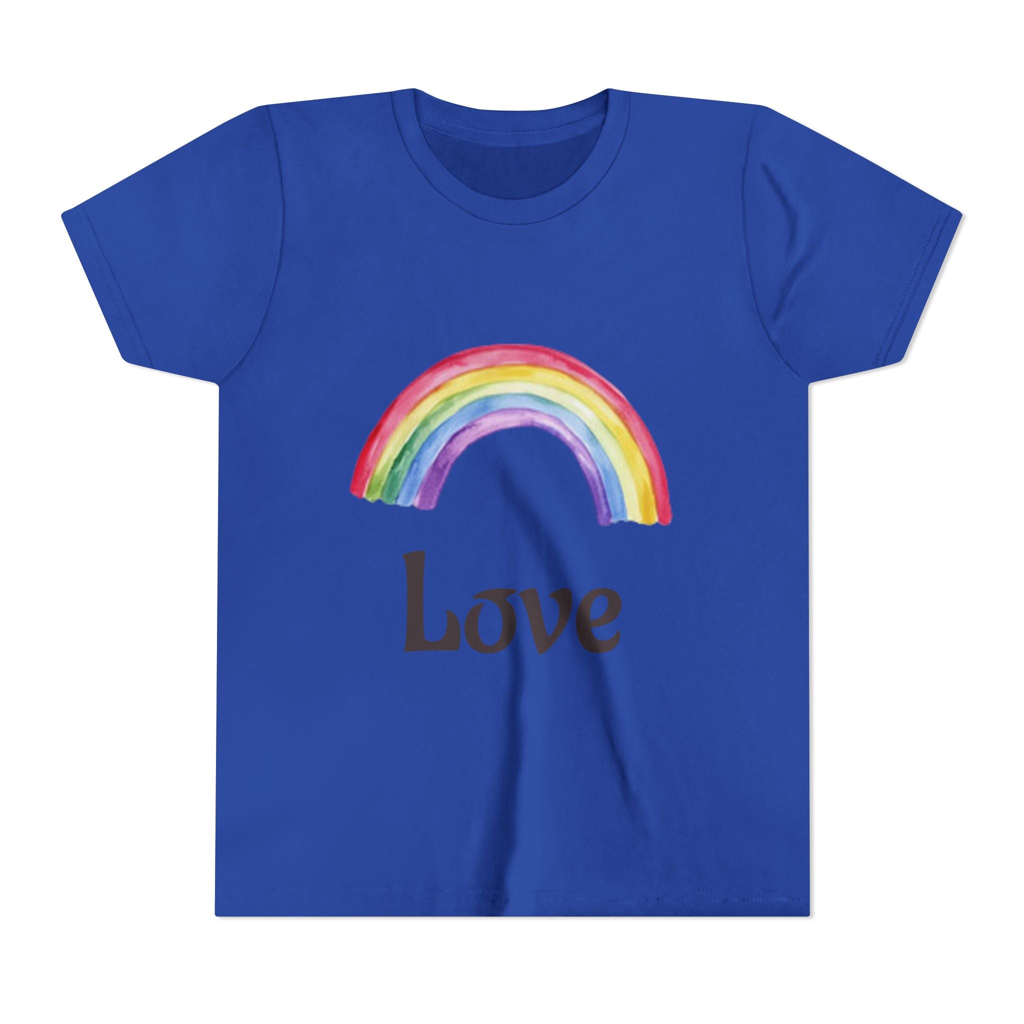 Youth T-shirt — Watercolor Rainbow & Paint Stroke American Flag Kids Shirt