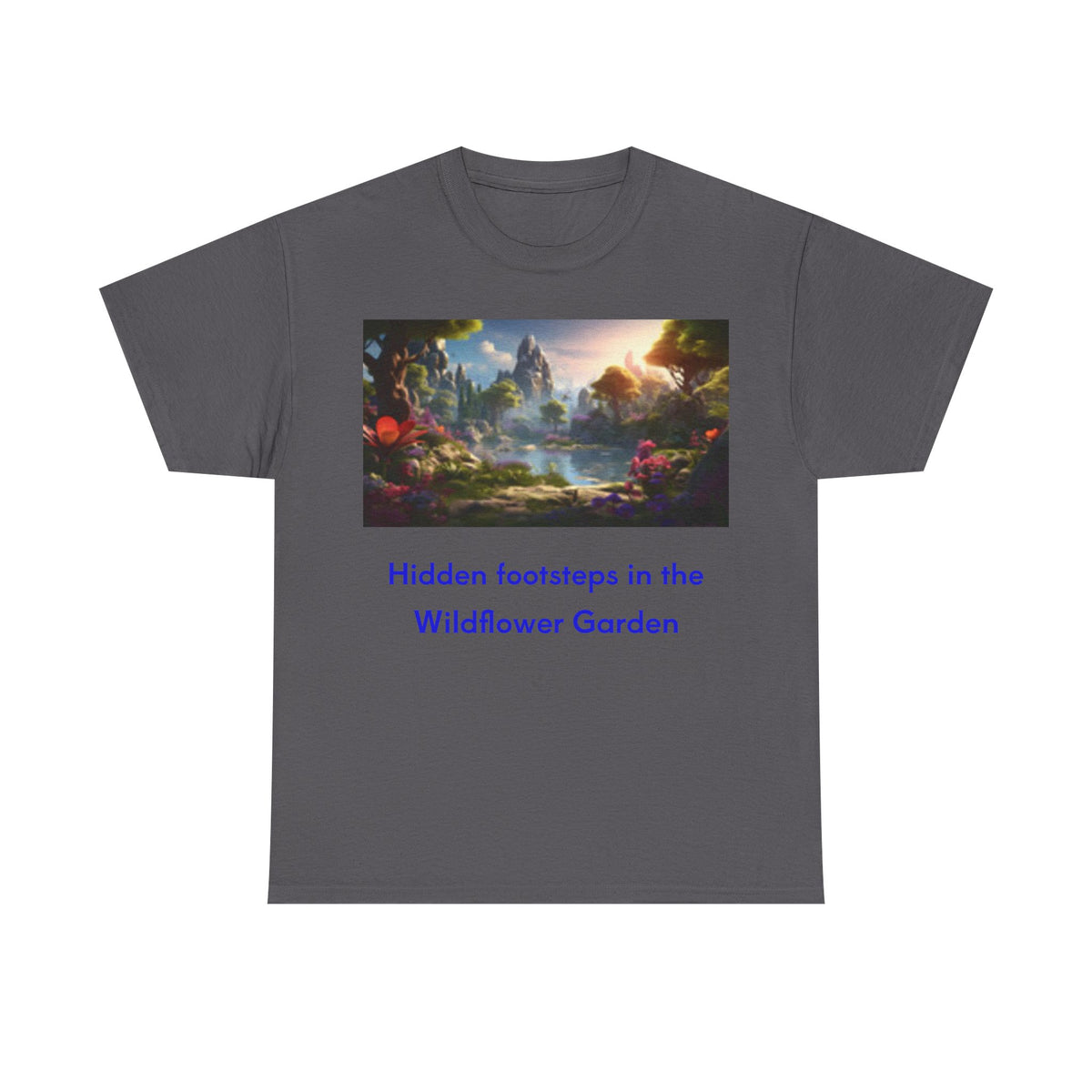 Scenic Fantasy Landscape Tee — Sunset Mountain Valley Graphic T-Shirt