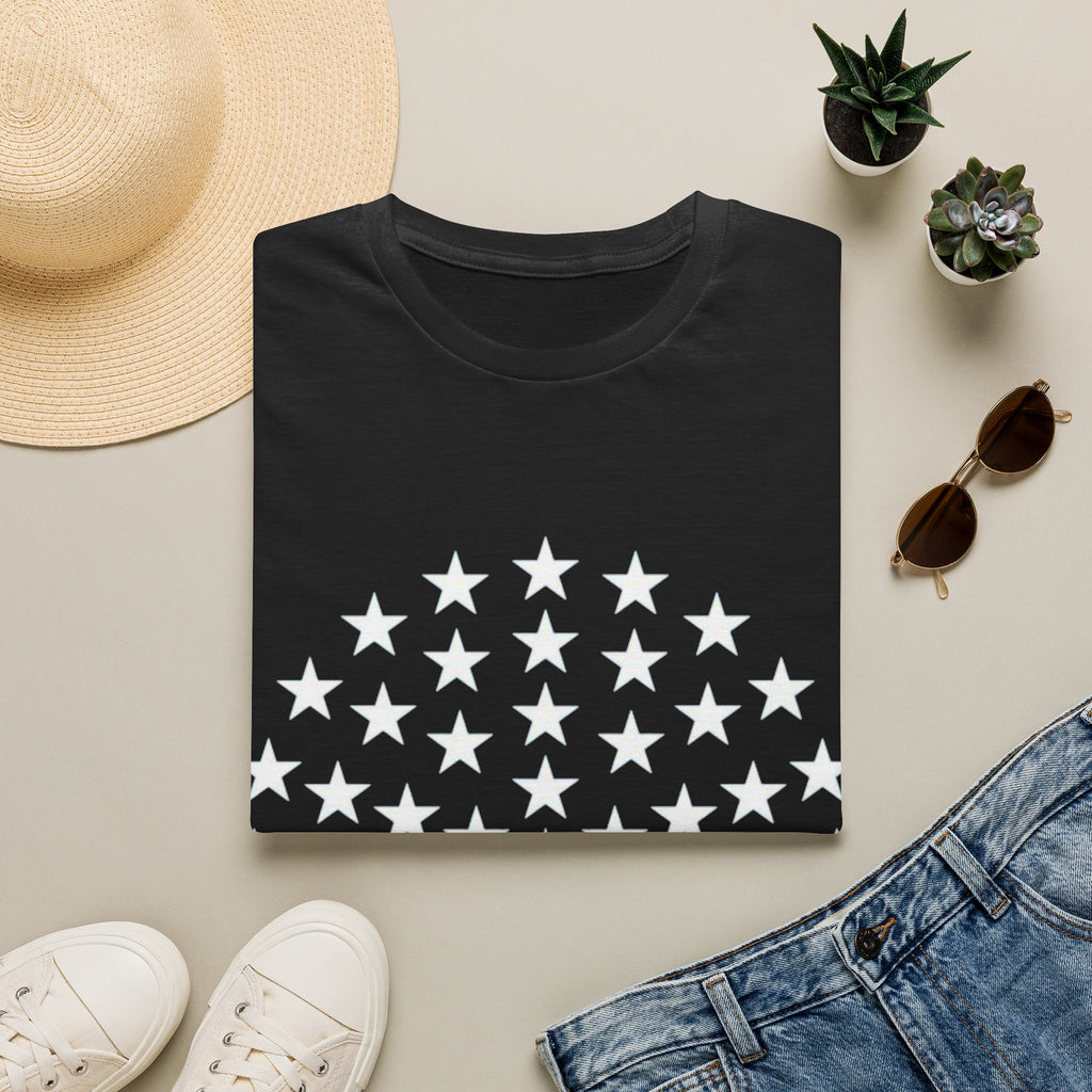 Racing Car Love Racing Patriotic Starburst Pocket T-Shirt – Blue Stars Chest Print