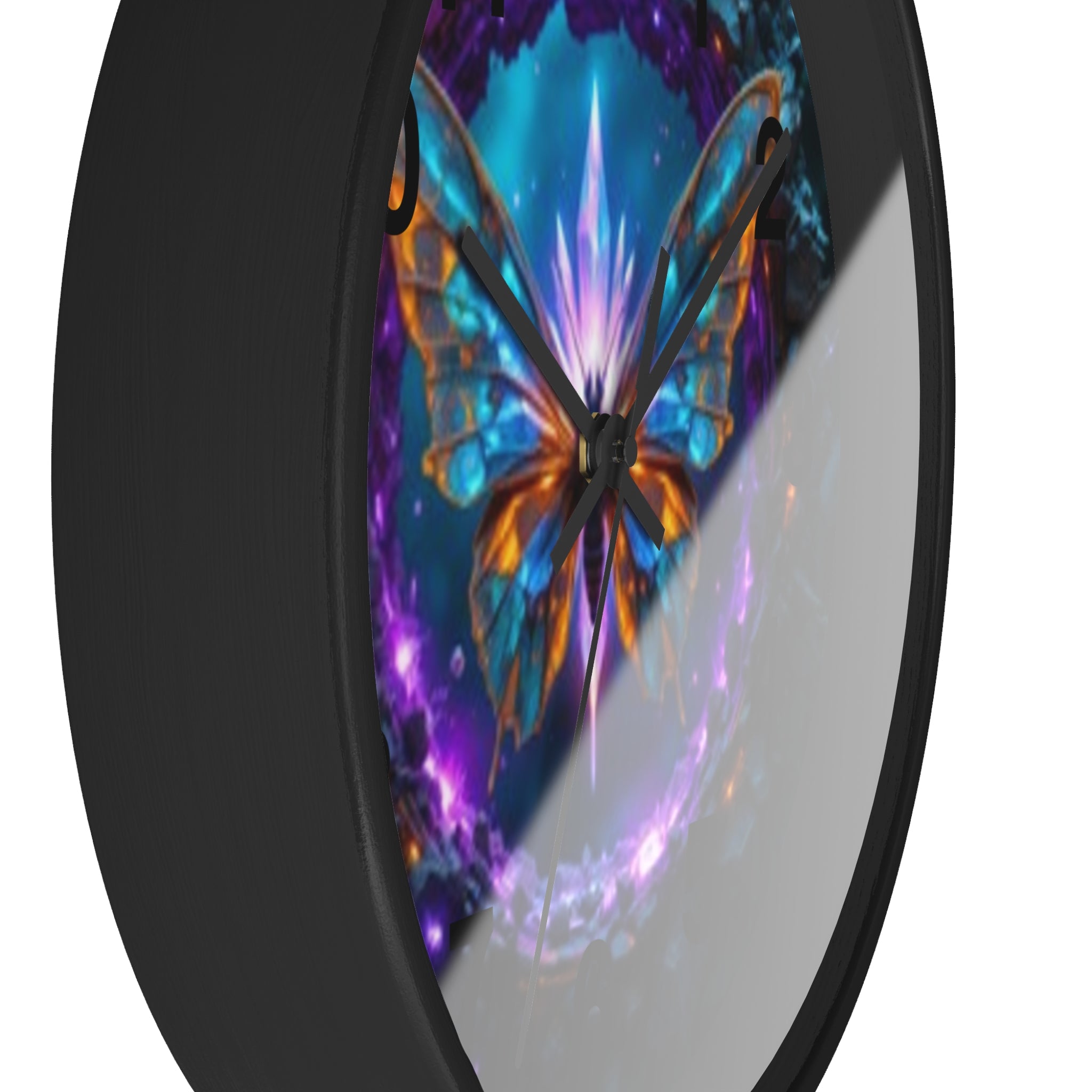Mystic Butterfly Wall Clock — Neon Fantasy Home Decor