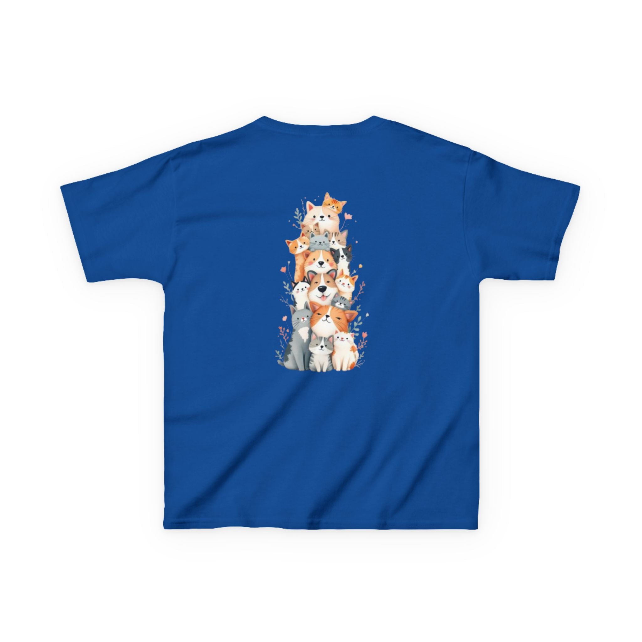 Kids Bulldog & Cute Cats Graphic Tee — Playful Puppy and Cat Stack Kids T-Shirt