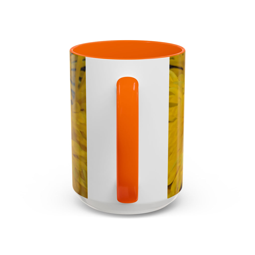 Yellow Chrysanthemum Accent Coffee Mug — Floral 11/15oz Tea Cup