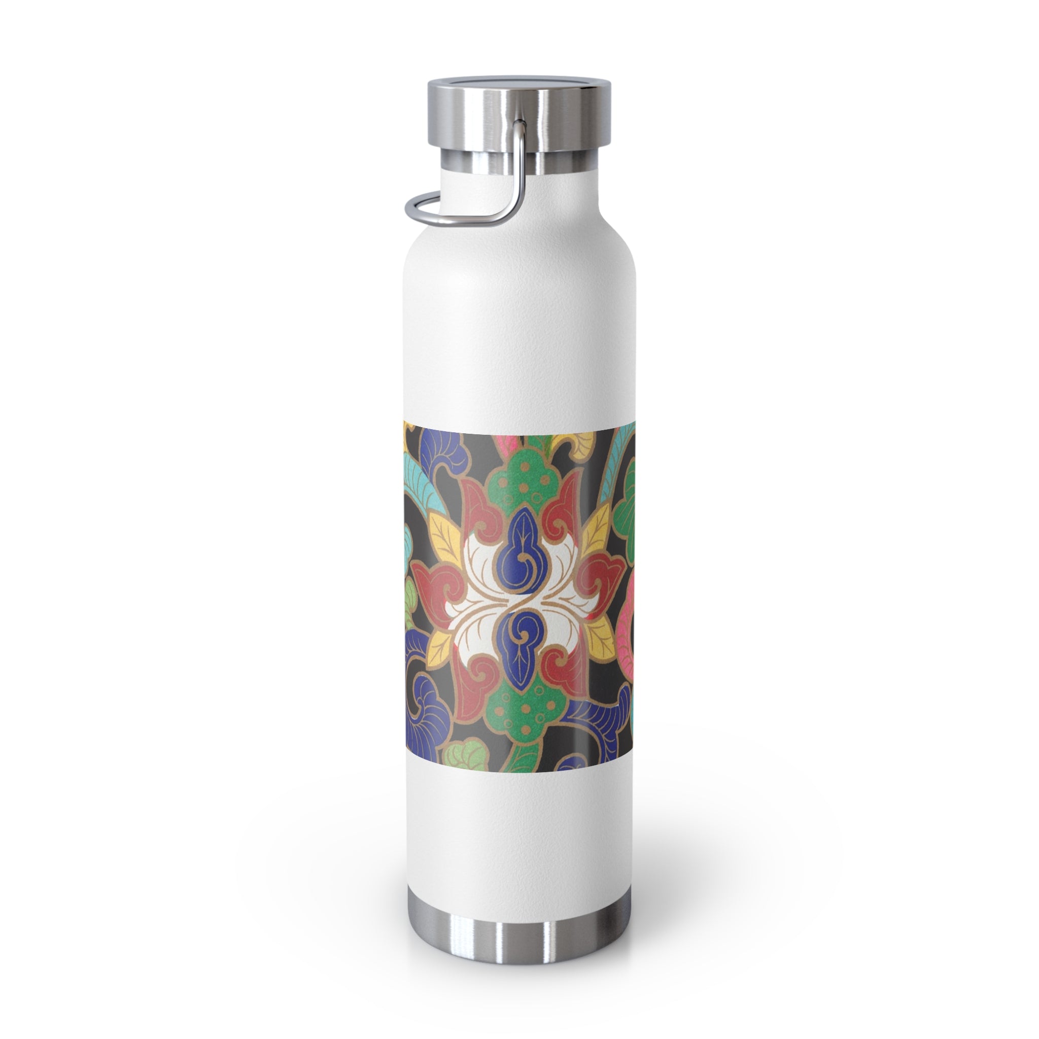 22oz Insulated Water Bottle — Colorful Floral Swirl Pattern