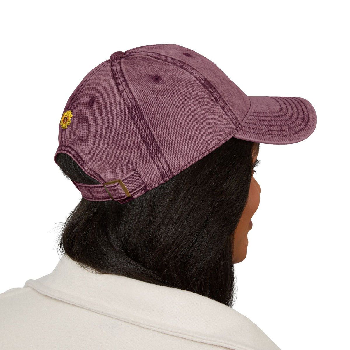 Red Vintage Embroidered Smiley Cap
