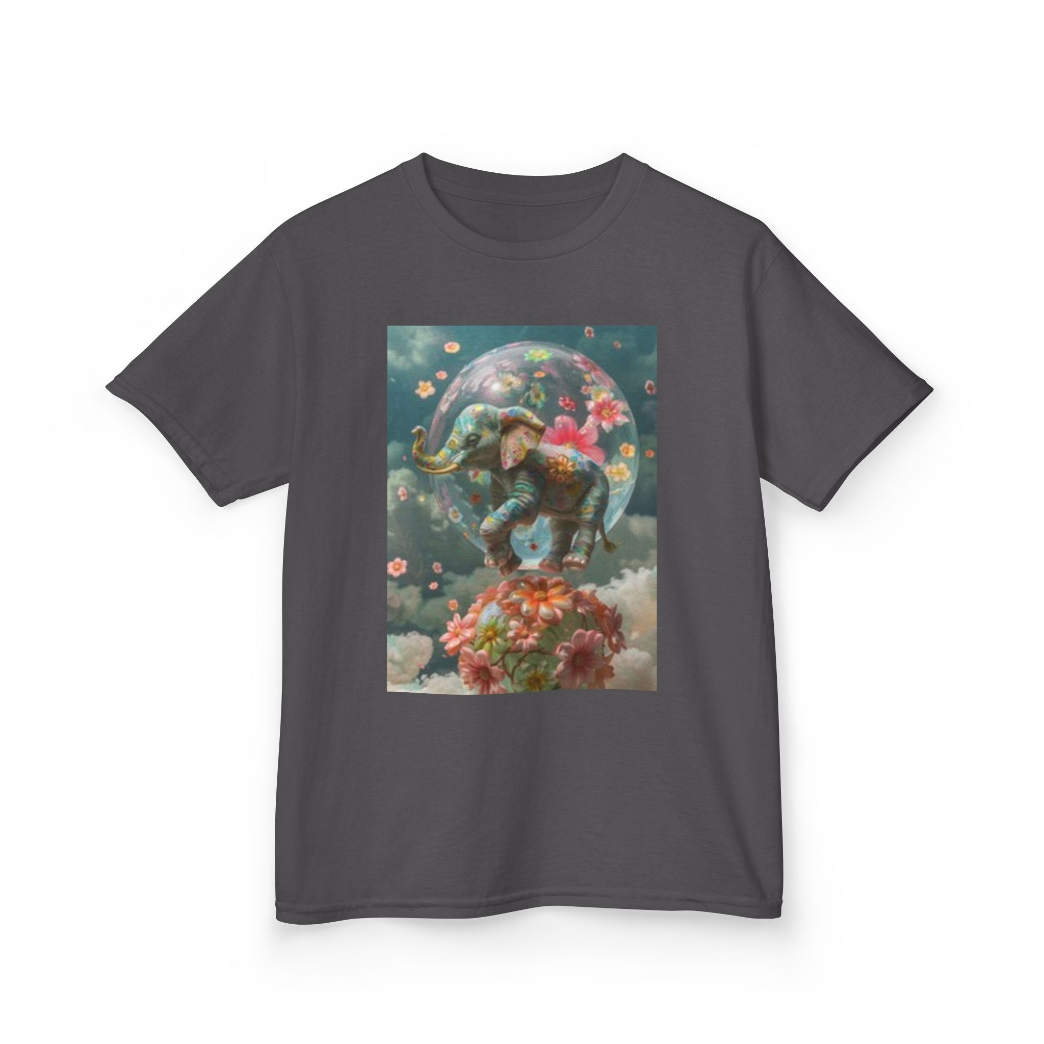 Kids Tee — Dreamy Floral Elephant Illustration