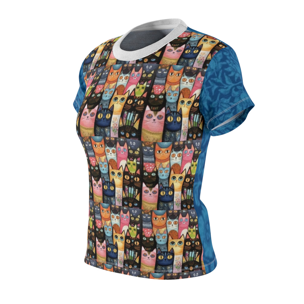 Women's Cute Colorful Cat Print T-shirt —Looking Fabulous