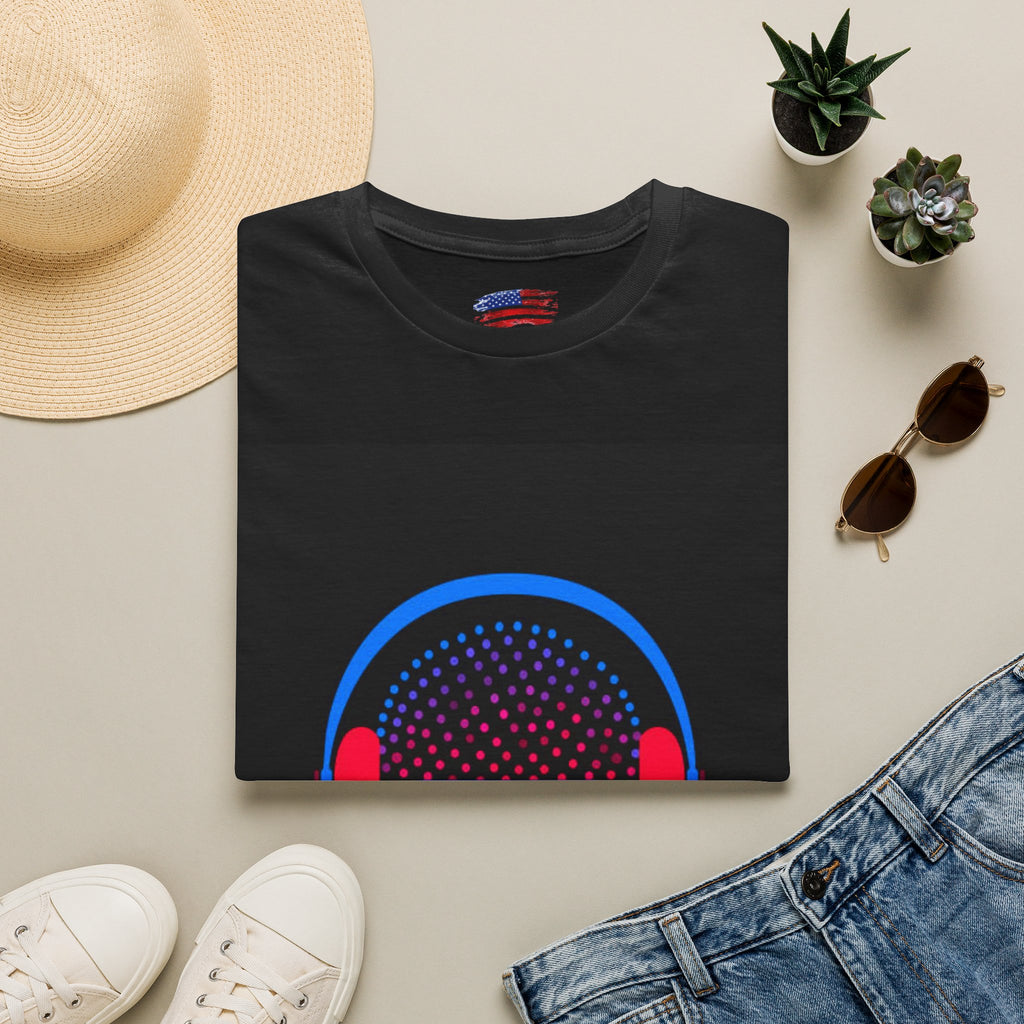 Unisex Softstyle T-Shirt Man wearing earphones skeleton shooting the bird