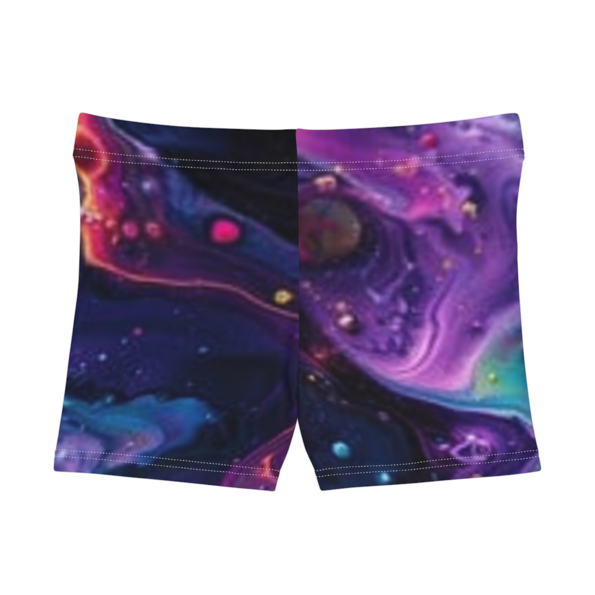 Galaxy Paint Swirl Women's Shorts — Vibrant Cosmic AOP Activewear