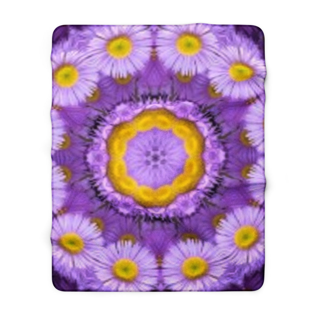 Purple Daisy Kaleidoscope Sherpa Blanket