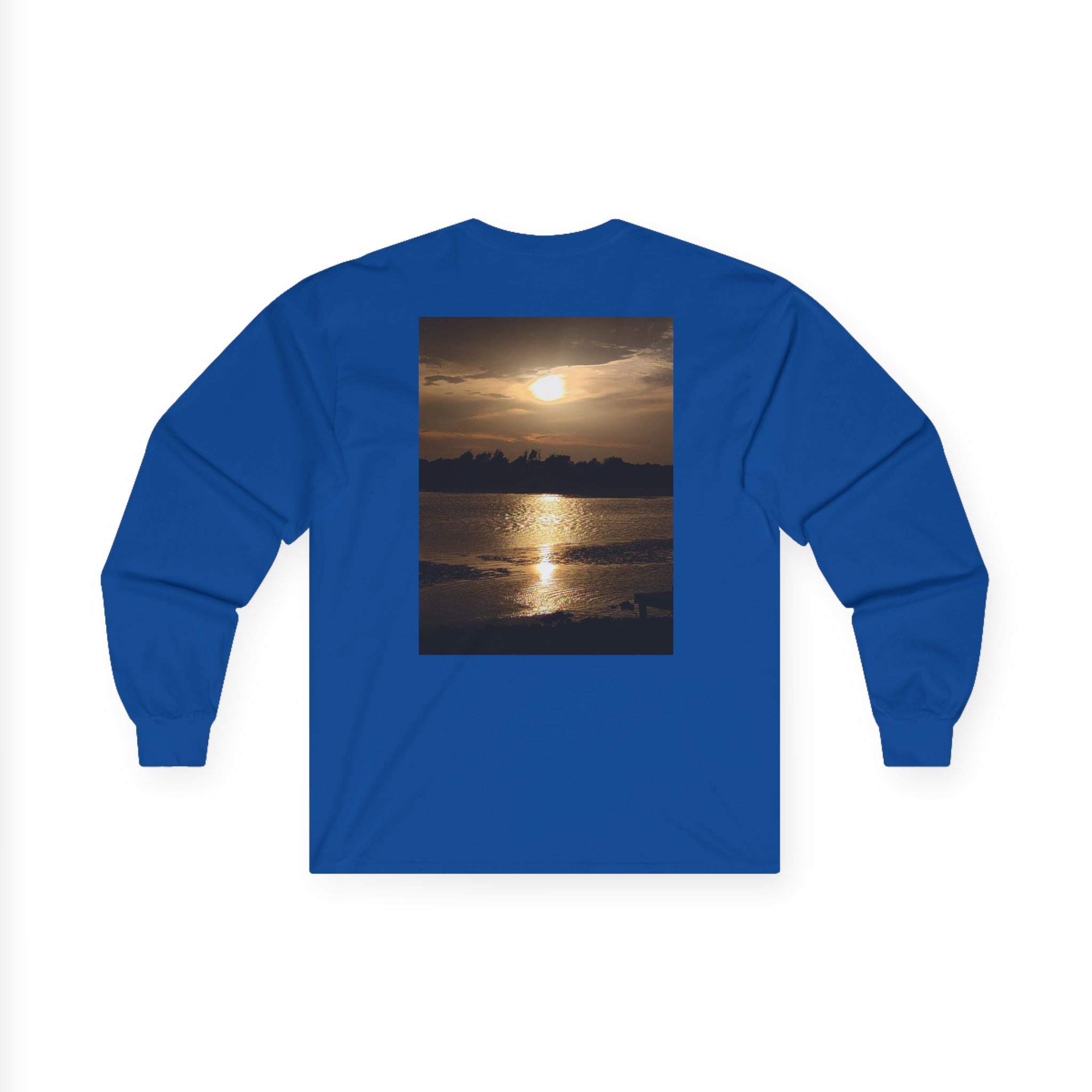 Forest Deer Sunset Long Sleeve Tee — Nature Silhouette Graphic Shirt