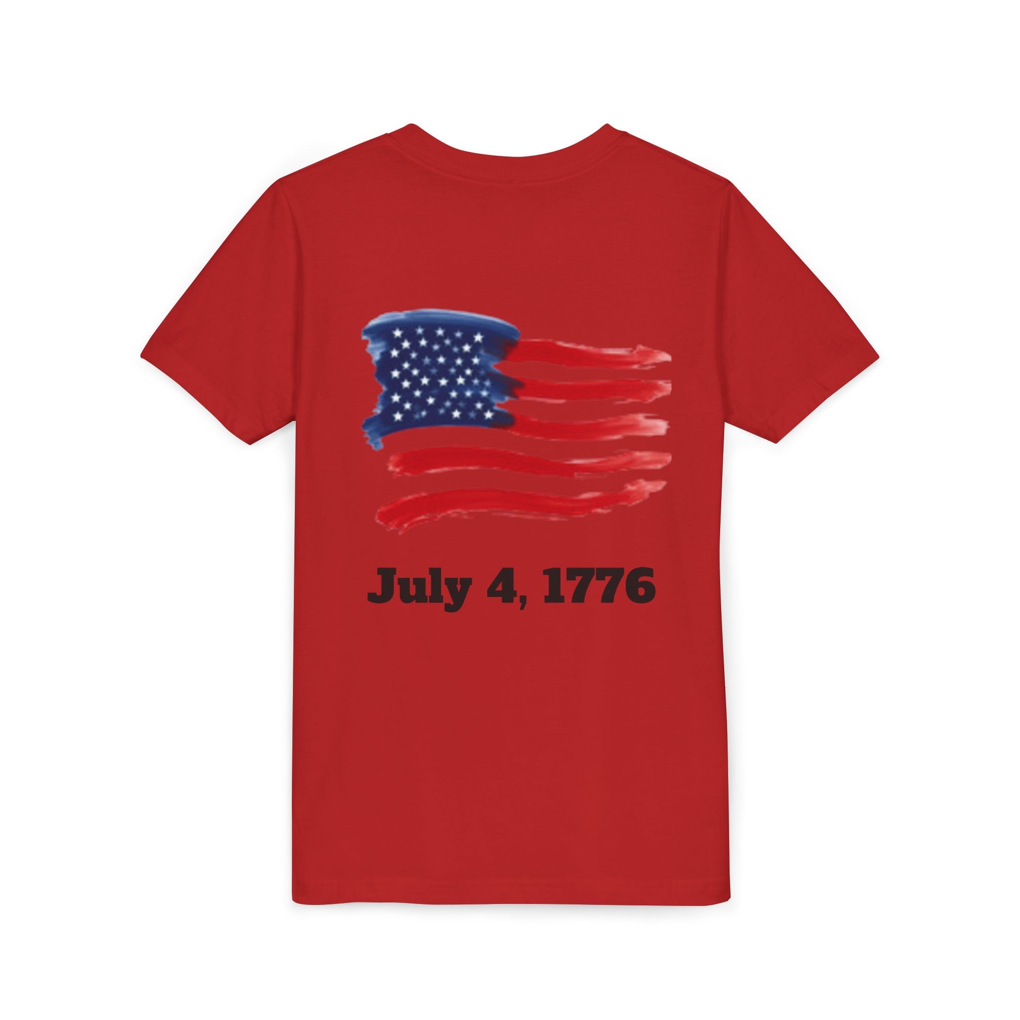 Youth T-shirt — Watercolor Rainbow & Paint Stroke American Flag Kids Shirt