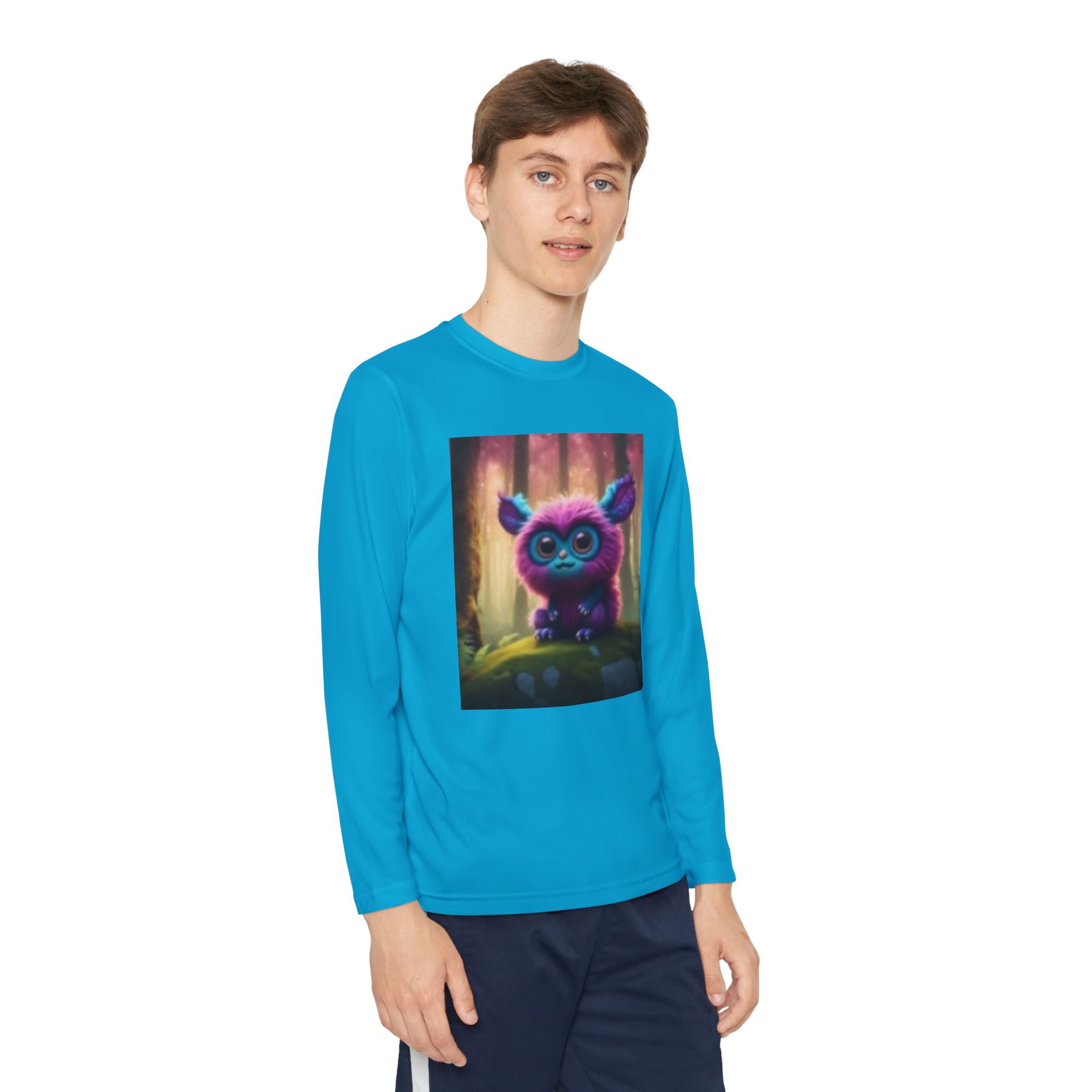 Youth Long Sleeve Tee – Cute Neon Forest Creature Graphic