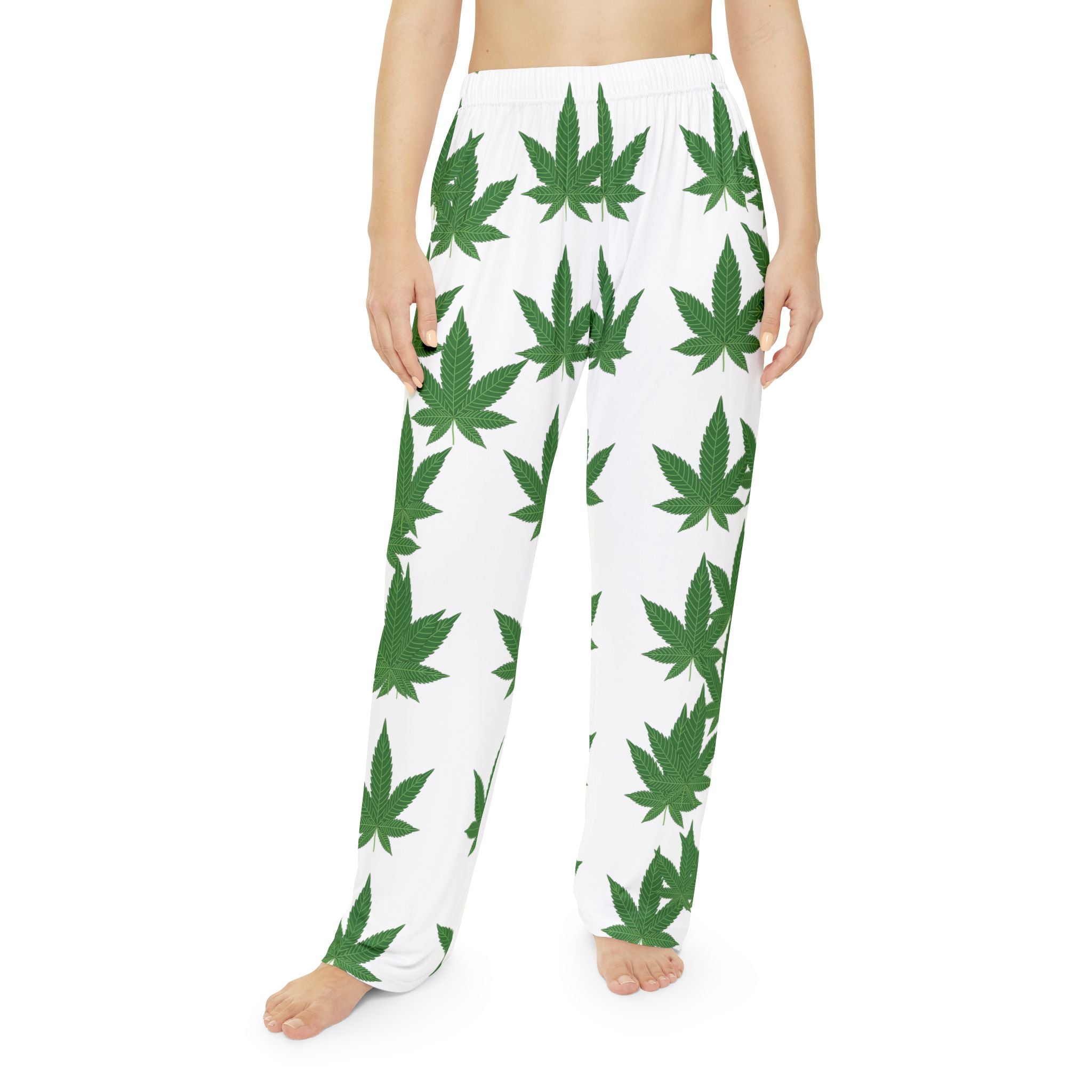 Marijuana Leaf Pajama Pants - Women's Cannabis Print Lounge Sleepwear
