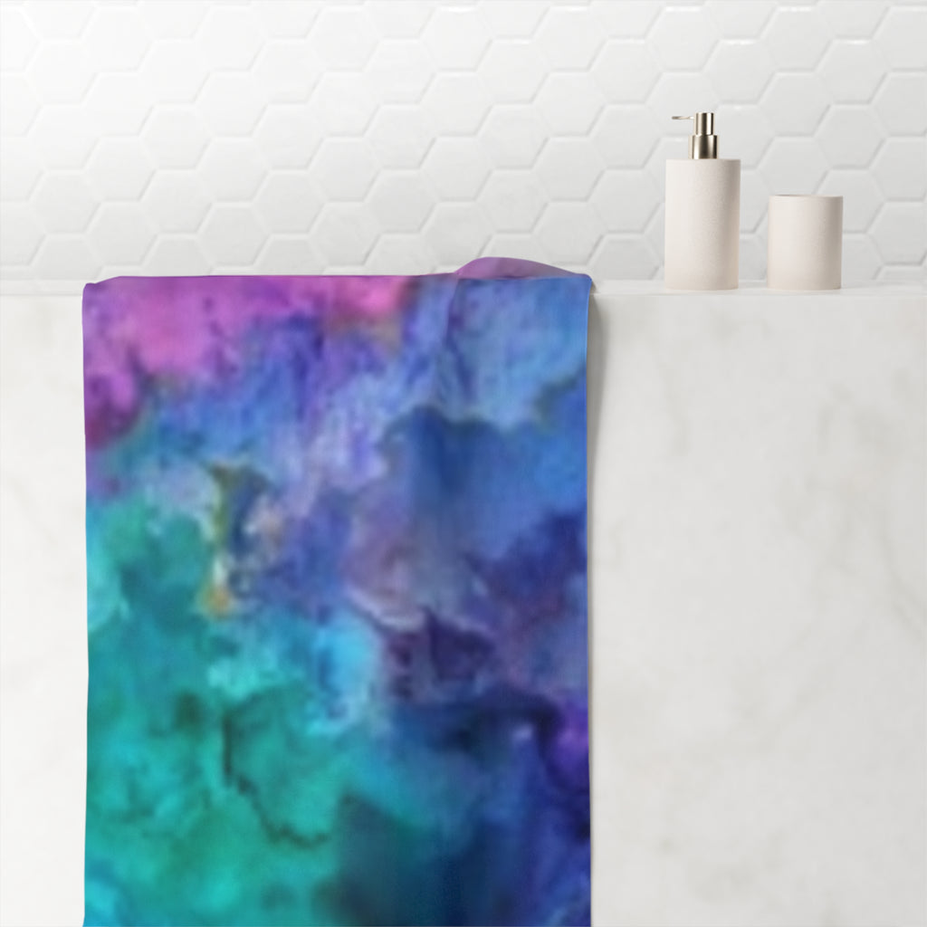 Abstract Rainbow Beach Towel — Vibrant Watercolor Tie-Dye Bath Towel