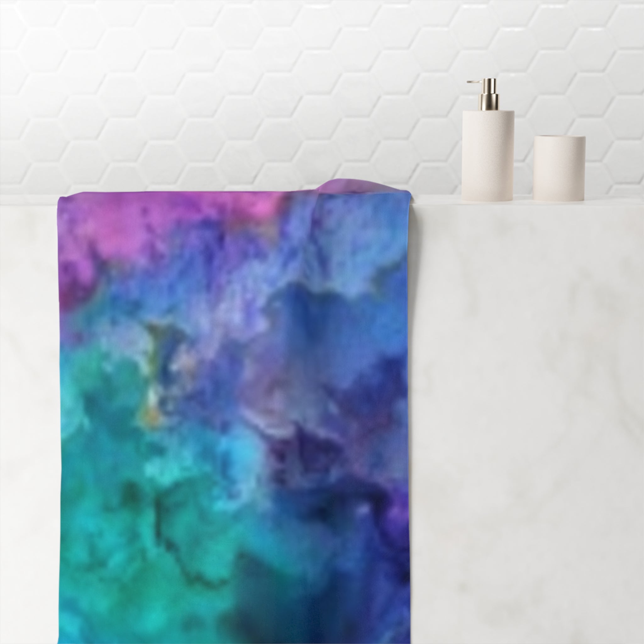 Abstract Rainbow Beach Towel — Vibrant Watercolor Tie-Dye Bath Towel