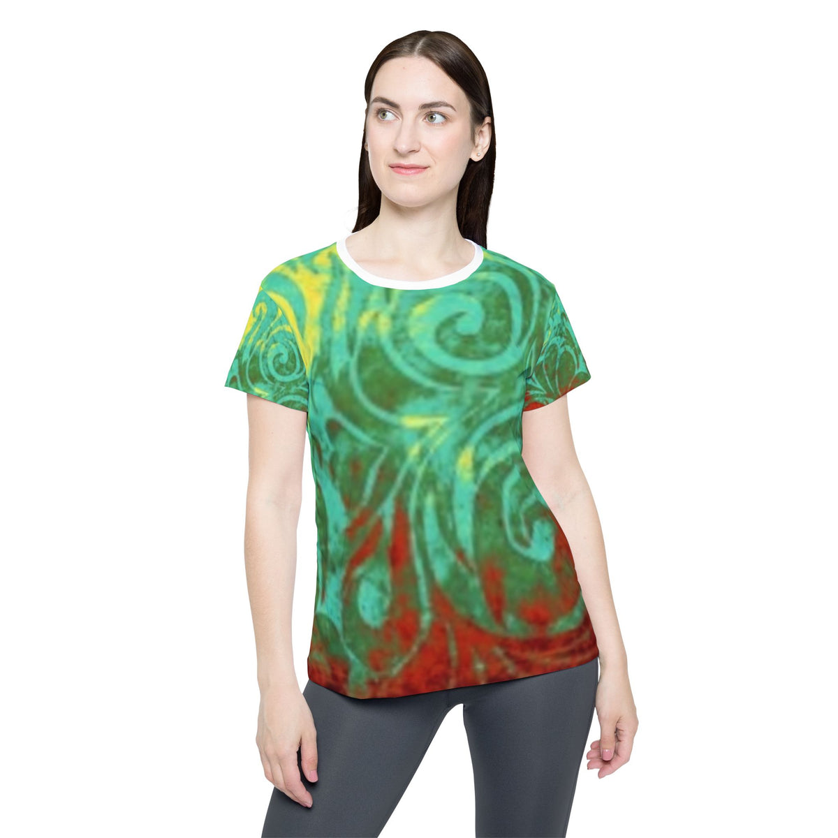Women's Sports Jersey — Teal Swirl All-Over Print Athletic Top