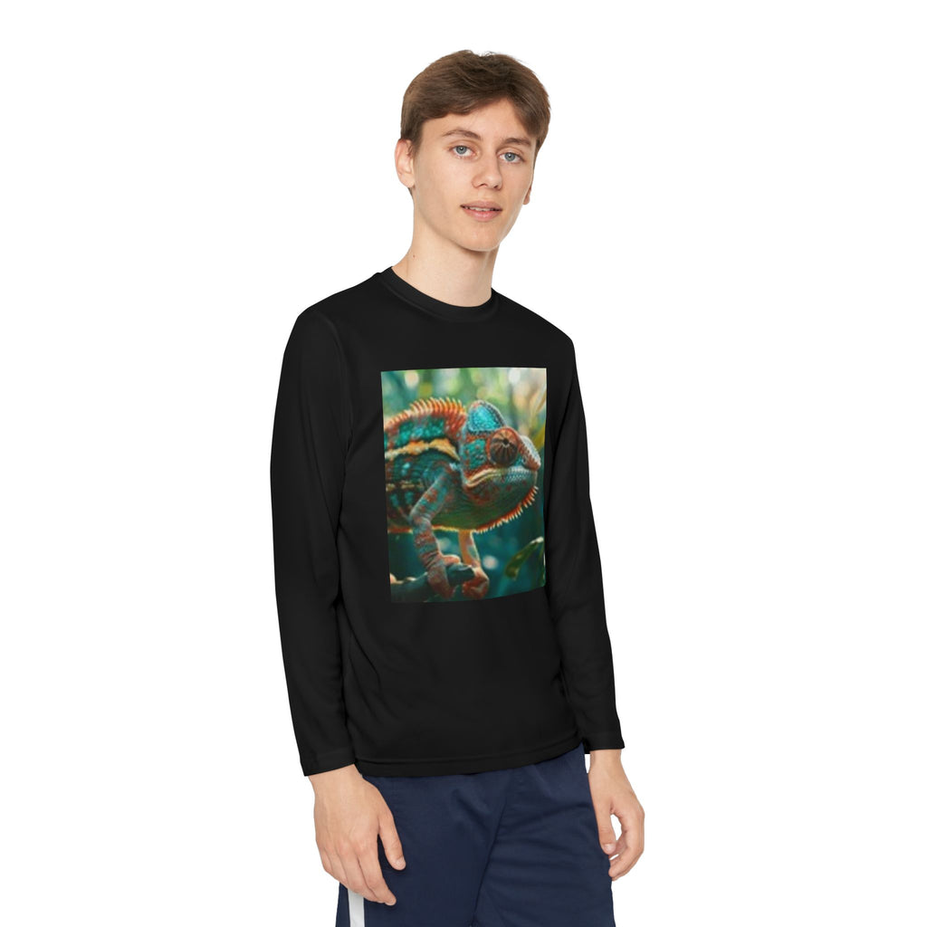 Youth Long Sleeve Tee — Tropical Chameleon Graphic