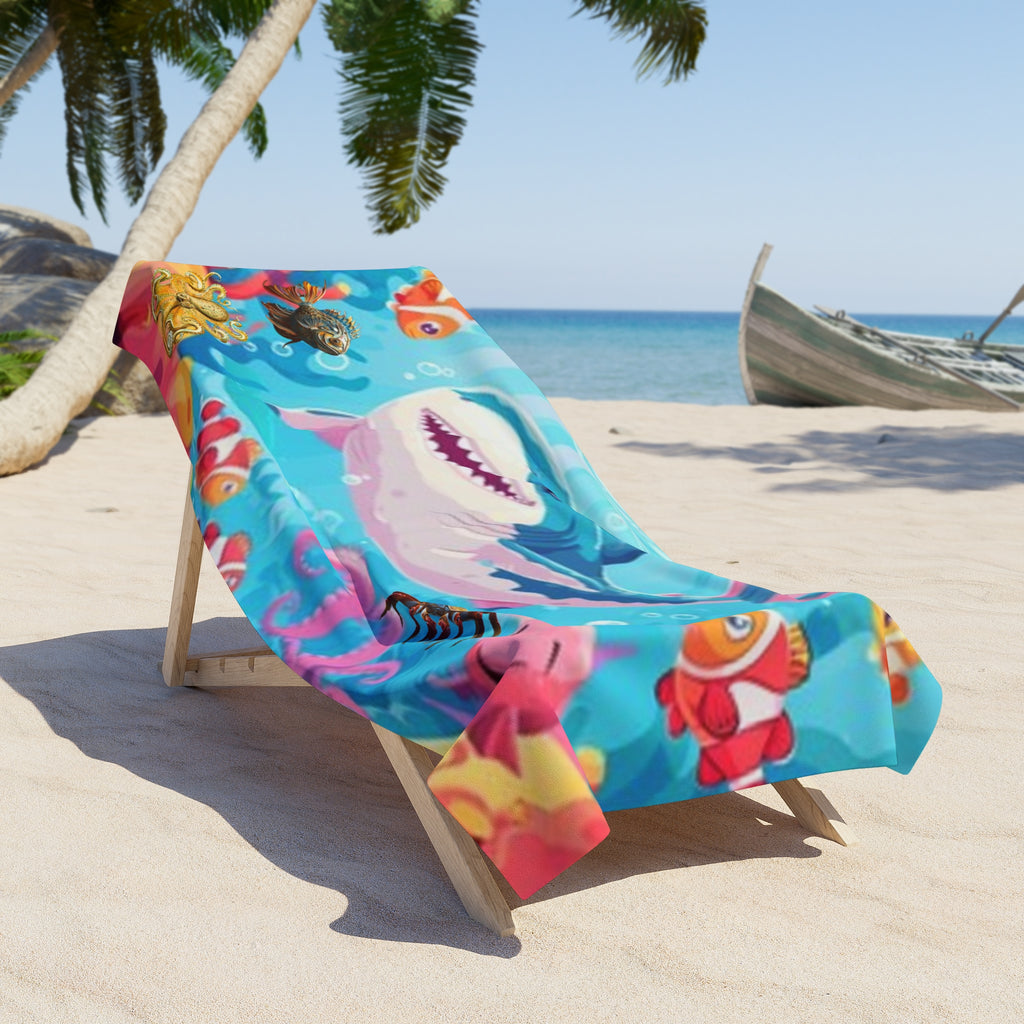 Kids' Shark Beach Towel — Colorful Underwater Cartoon Sea Life