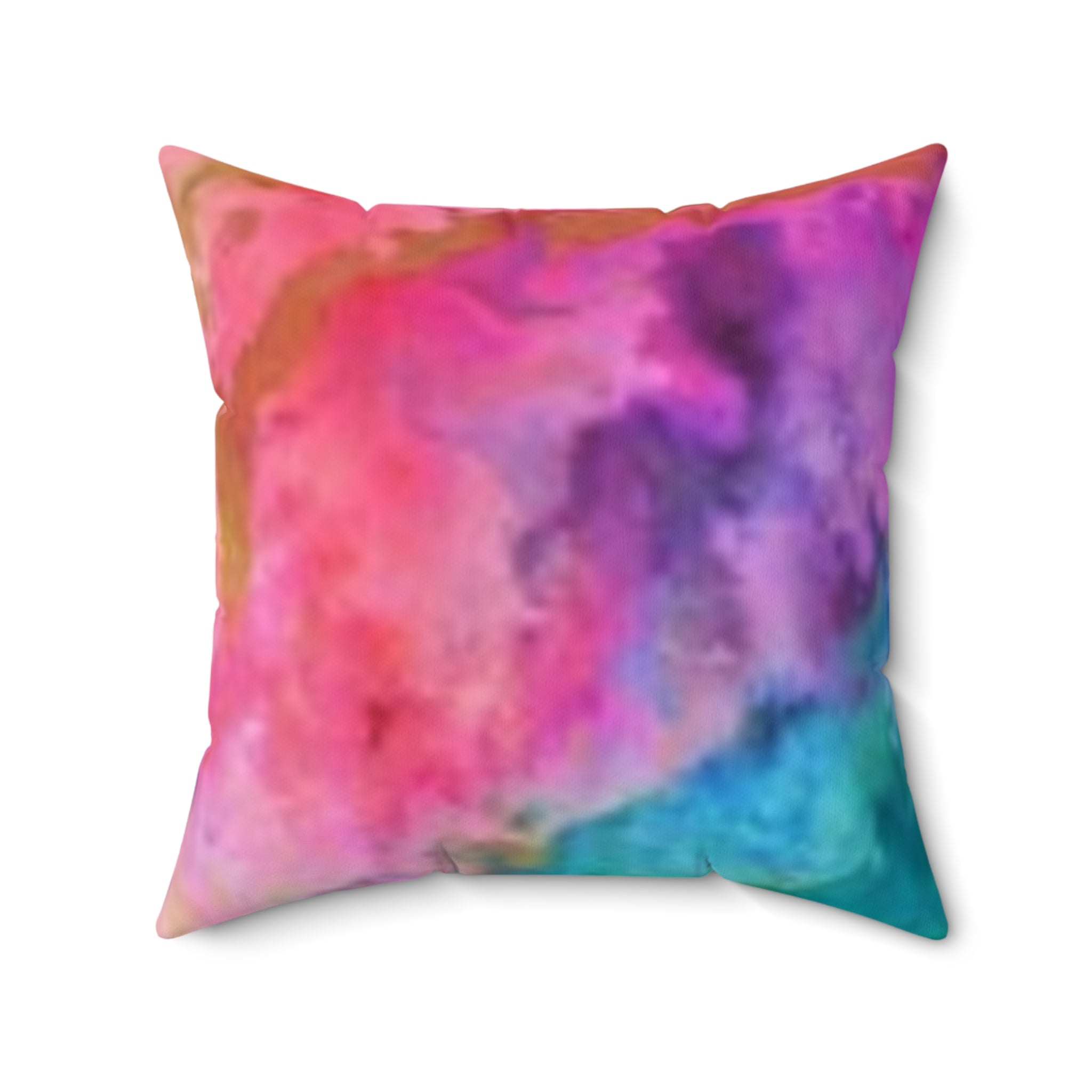 Coussin décoratif abstrait à l'aquarelle — Rose et bleu vifs