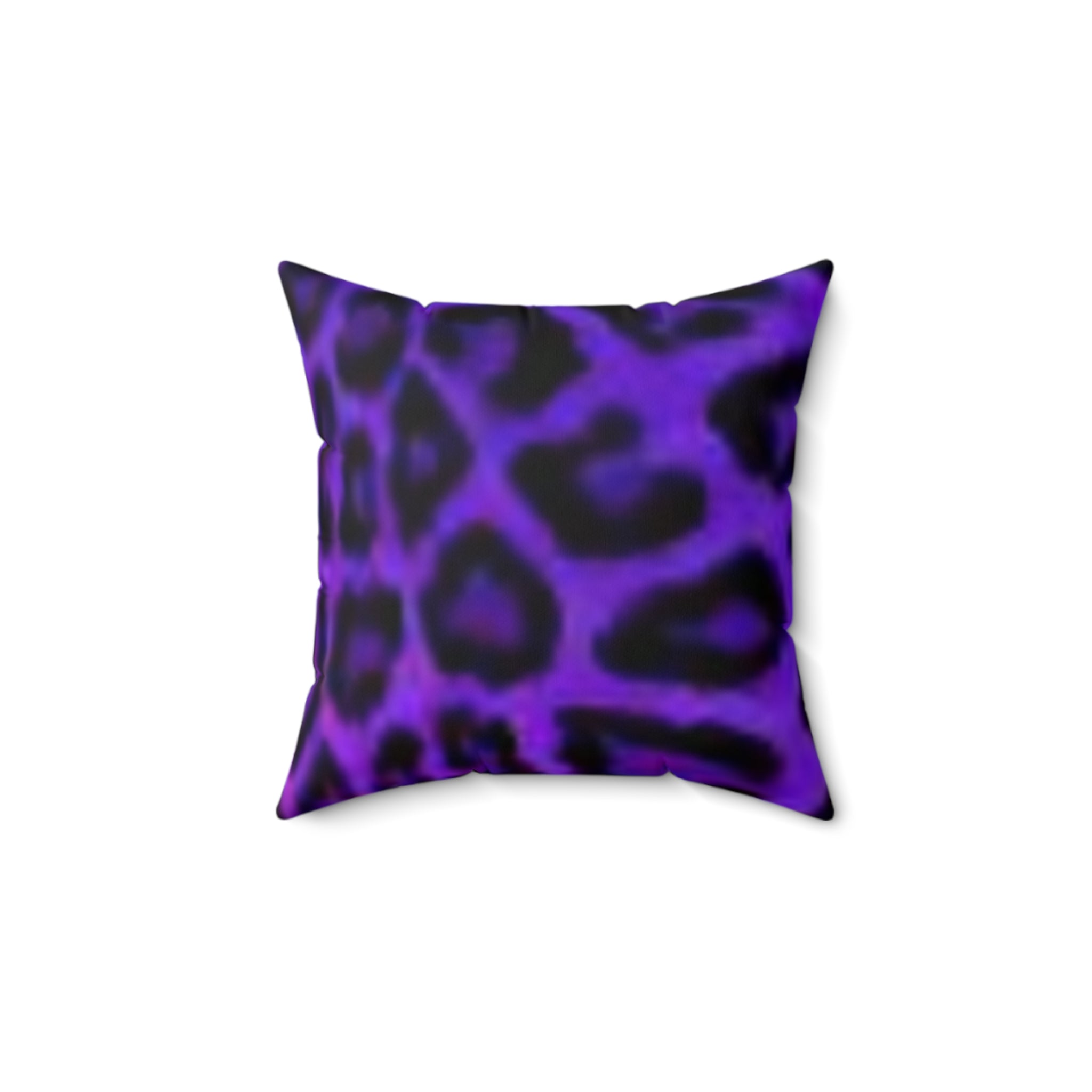 Leopard Face Faux Suede Pillow — Purple Animal Print Accent Cushion