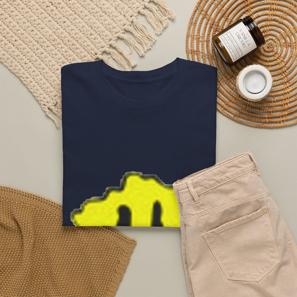 Yellow Grunge Smiley T-Shirt — Distressed Happy Face Tee