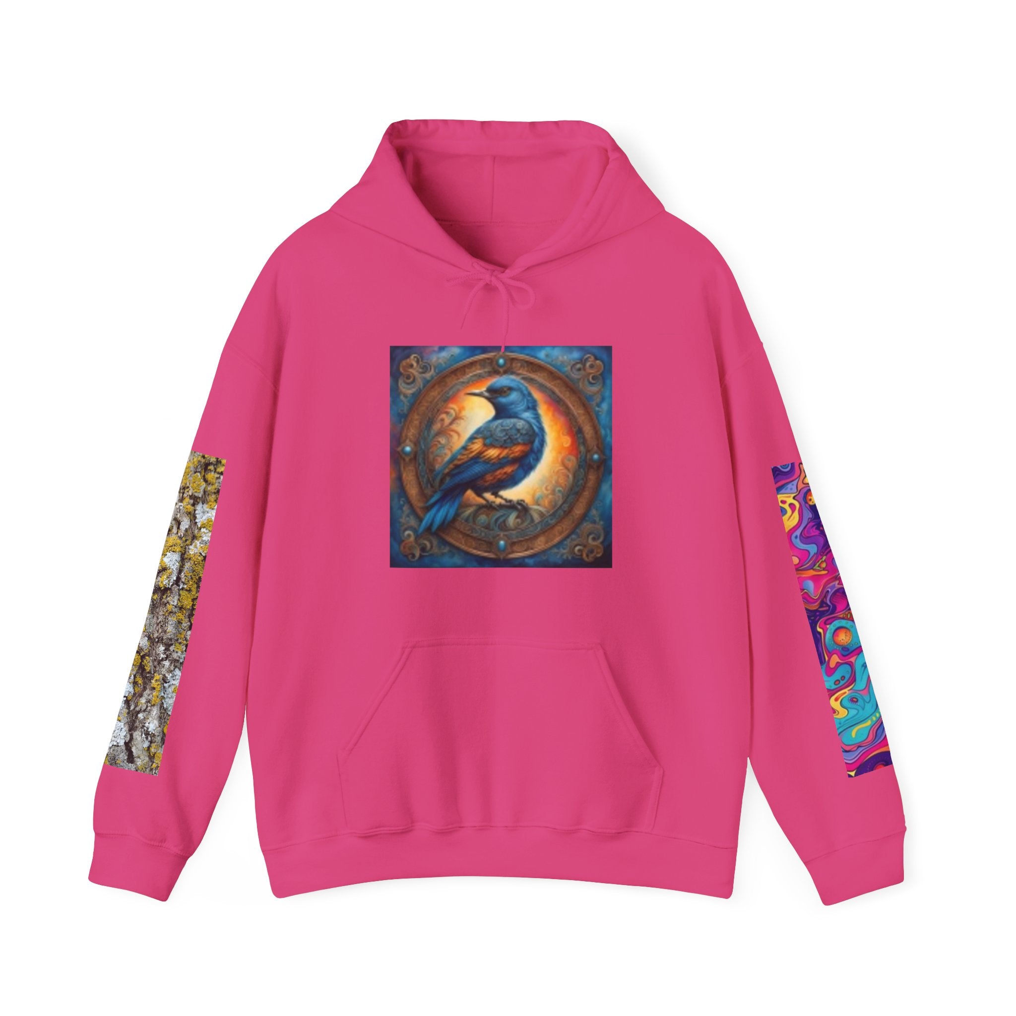 Lion Portrait Hoodie with Colorful Sleeve Accent — Majestic Wildlife Pullover