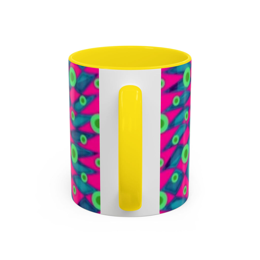 Abstract Neon Pattern Coffee Mug — Vibrant Retro Geometric Accent Mug (11/15oz)