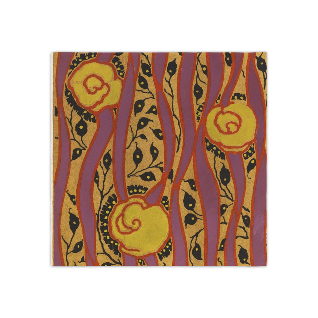 Floral Stripe Cloth Napkins (Set of 4) — Vintage-Inspired Yellow Rose Pattern