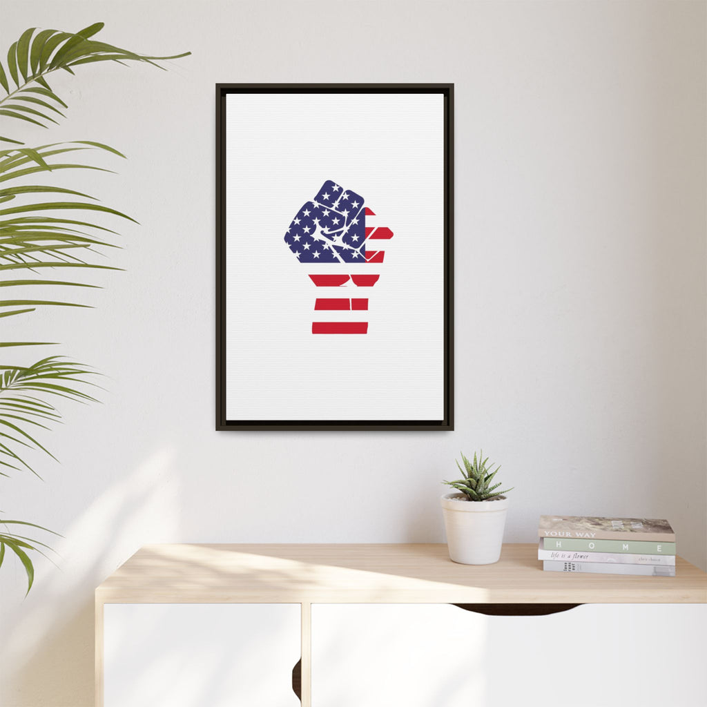 Framed Canvas Print – American Flag Fist Wall Art