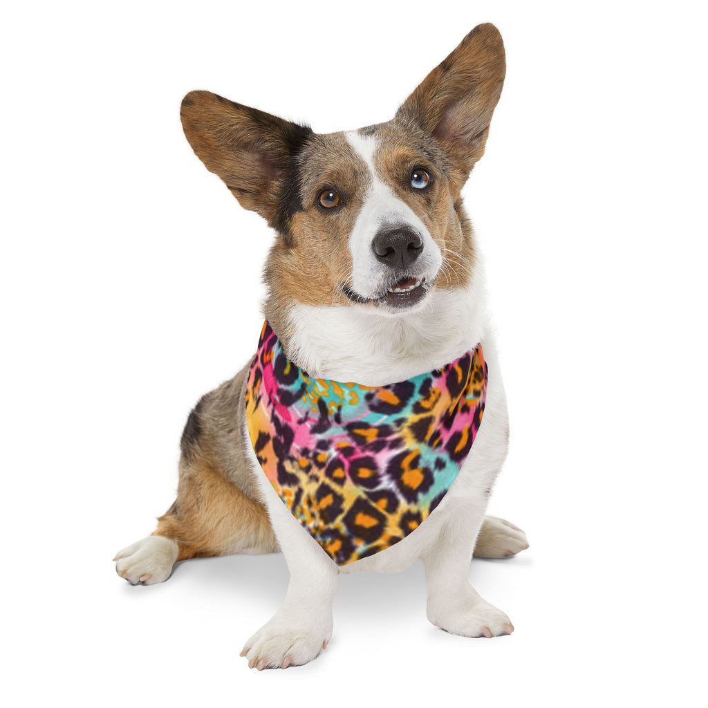 Colorful Leopard Pet Bandana Collar — Vibrant Tie-Dye Animal Print for Dogs & Cats