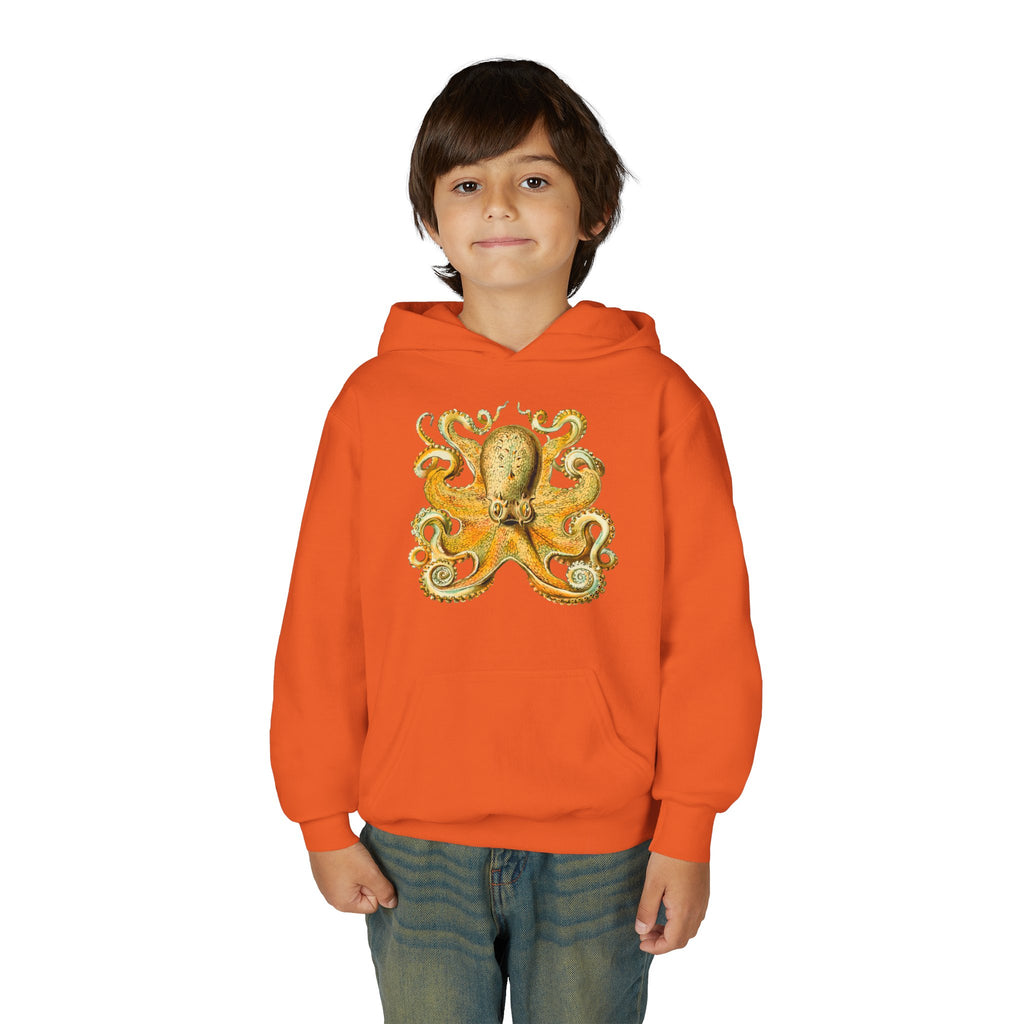 Youth Hoodie with Vintage Octopus & Underwater Scene — Kids Ocean Crew Pullover