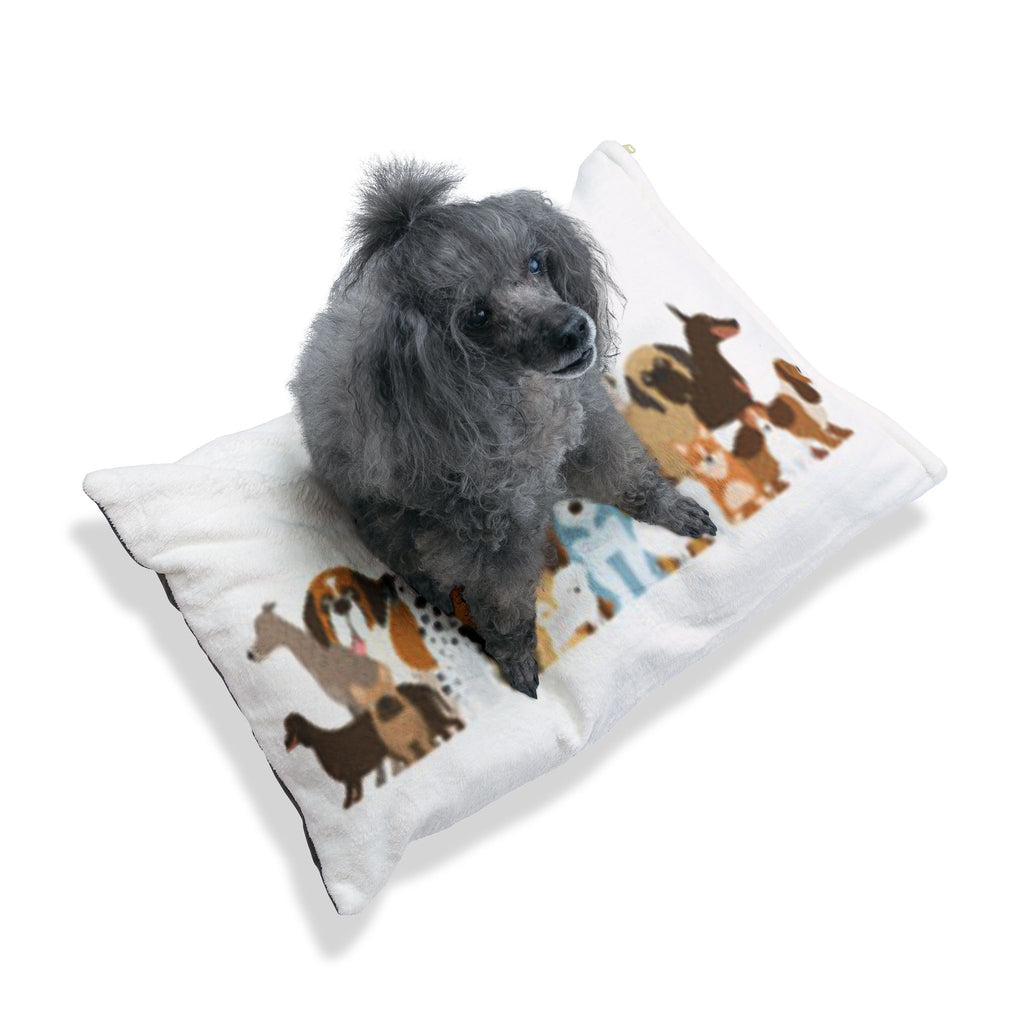 Dog Lovers Pet Bed — Illustrated Pack of Dogs Plush Lounger