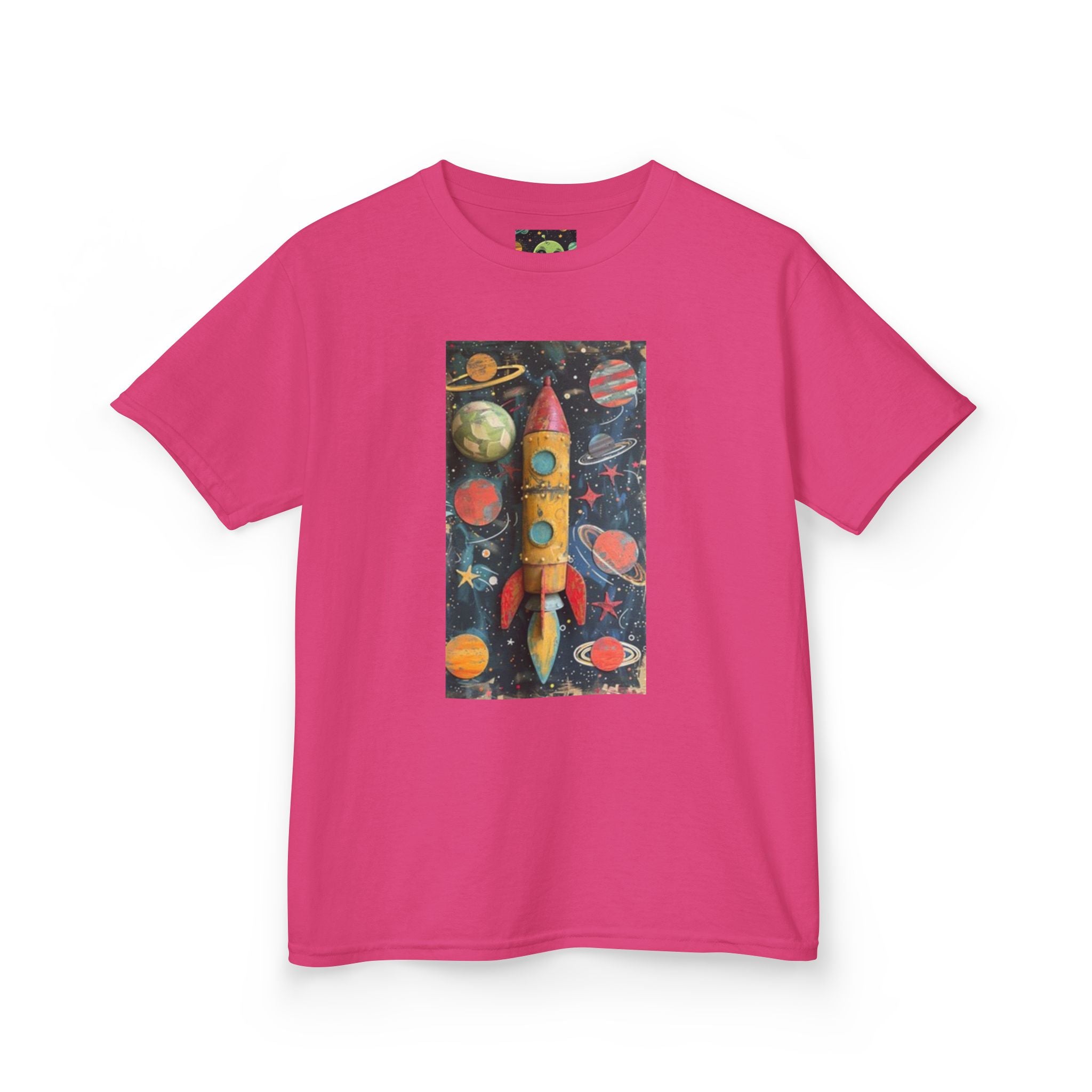 Kids Rocket Space Tee — Colorful Planets & Rocketship Shirt for Young Astronauts