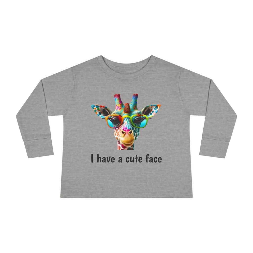 Toddler Long Sleeve Tee - Colorful Giraffe with Sunglasses Cute Kids Shirt
