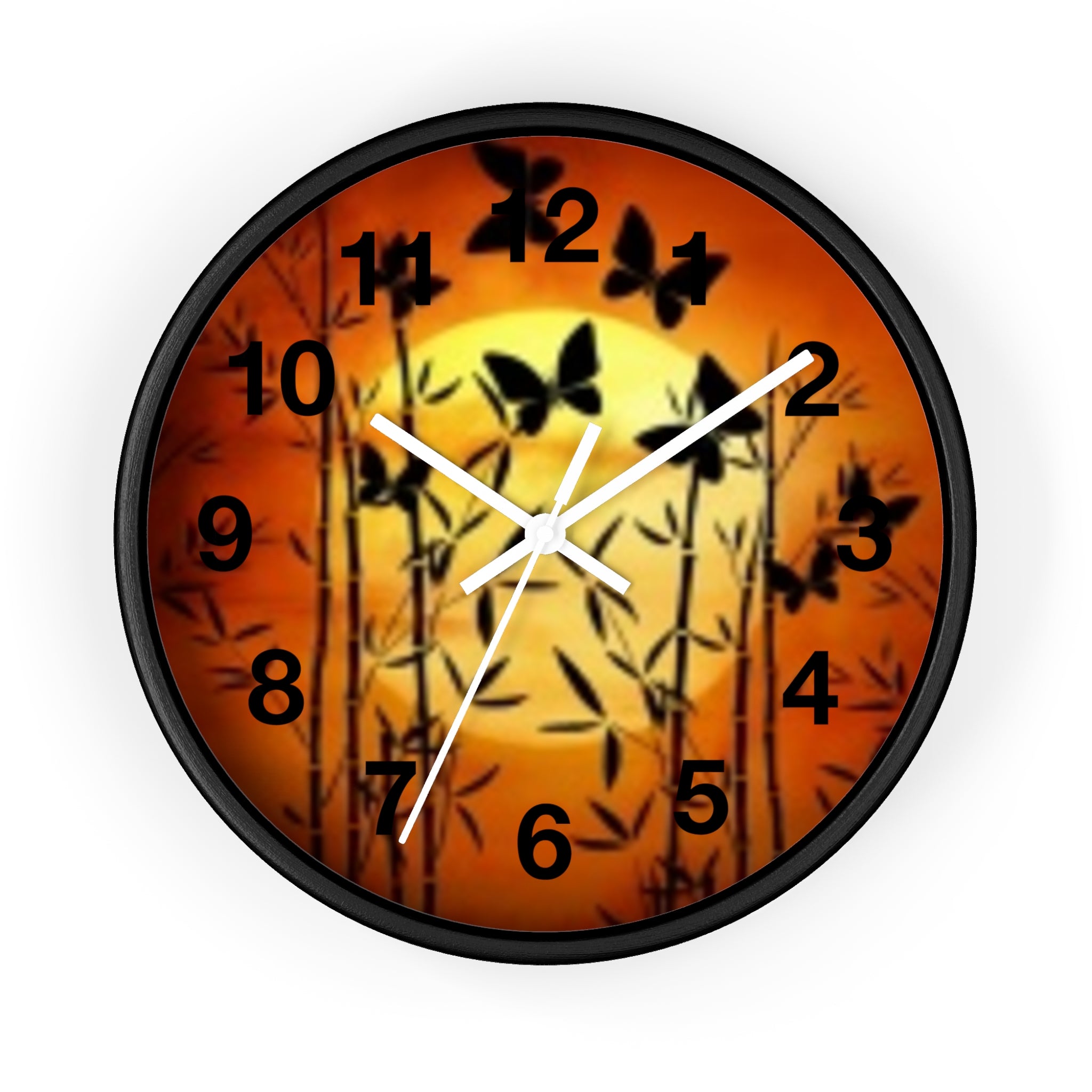 Butterfly Sunset Wall Clock — Bamboo Silhouette Home Decor