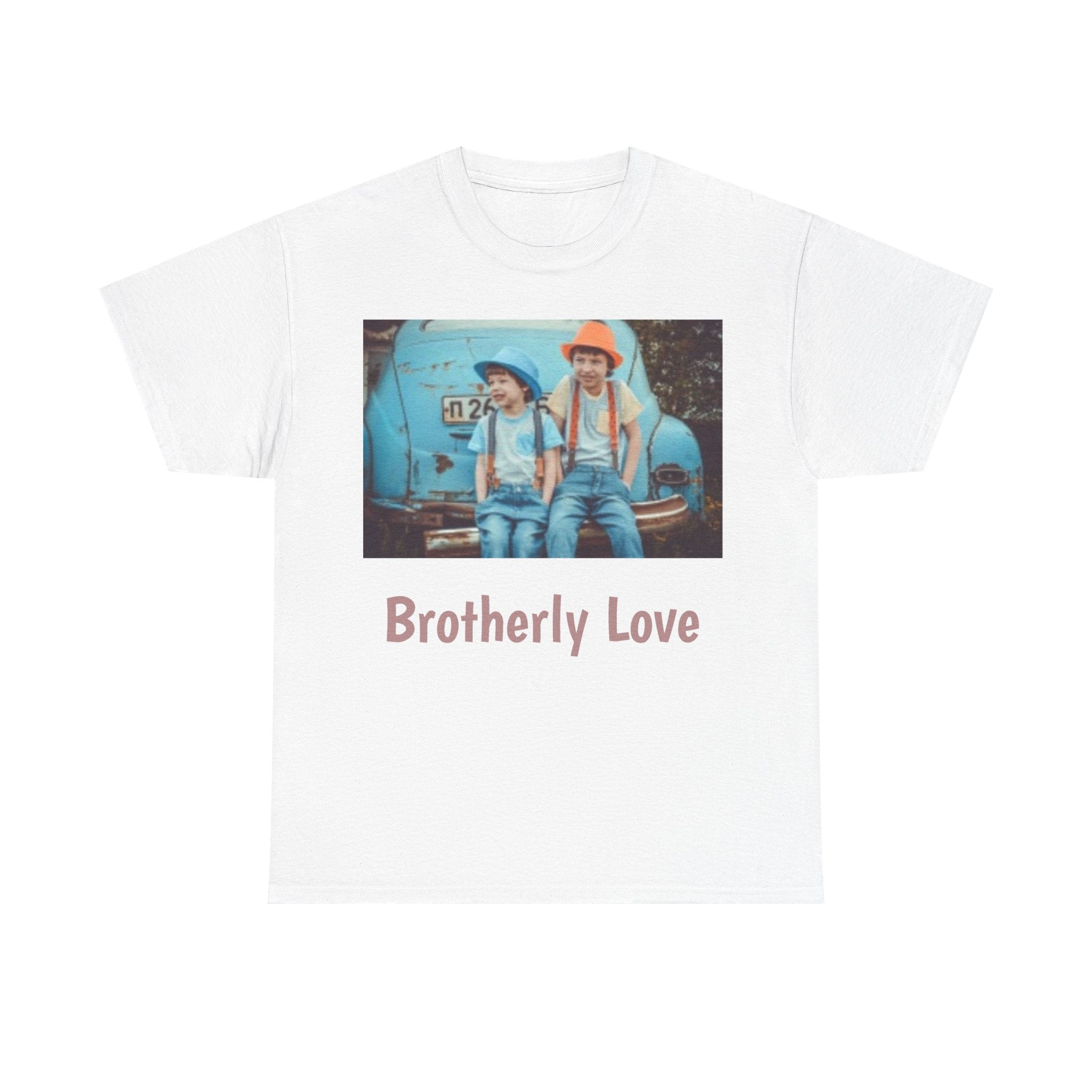 Vintage Kids Photo Tee – Retro Brothers Sitting by Classic Car