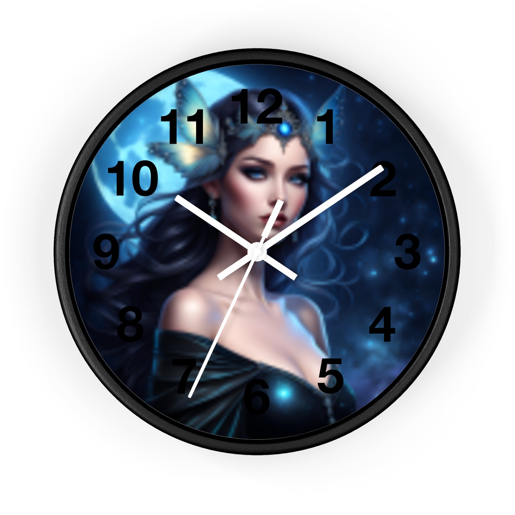 Moonlit Sorceress Wall Clock — Fantasy Goddess Decor