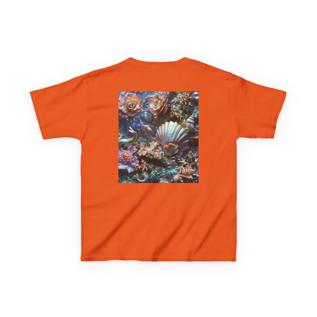 Kids Dolphin Sunset & Shells T-Shirt — Colorful Underwater Ocean Scene