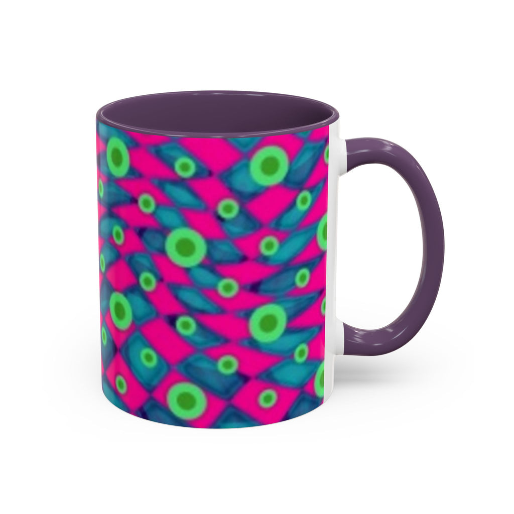 Abstract Neon Pattern Coffee Mug — Vibrant Retro Geometric Accent Mug (11/15oz)