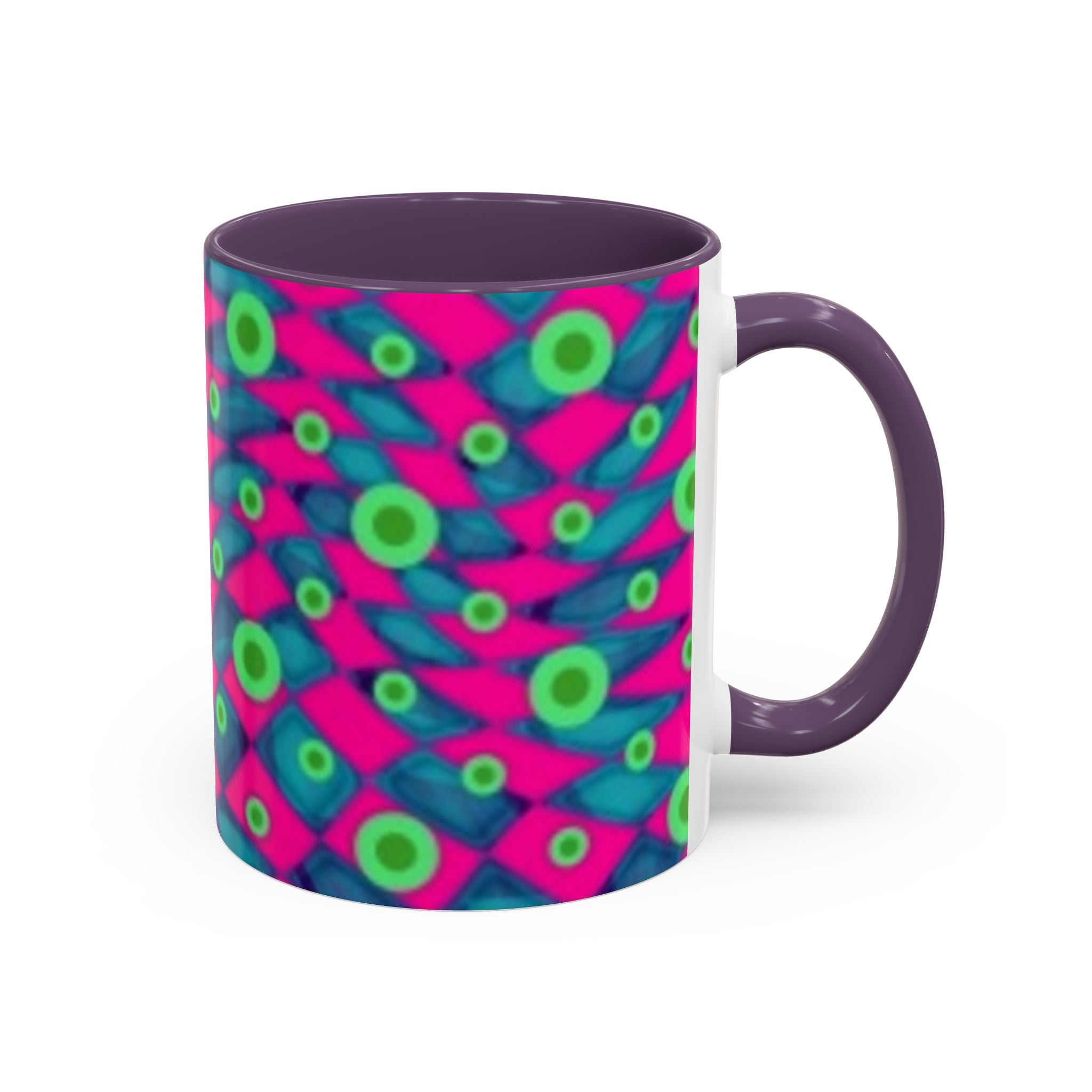 Abstract Neon Pattern Coffee Mug — Vibrant Retro Geometric Accent Mug (11/15oz)