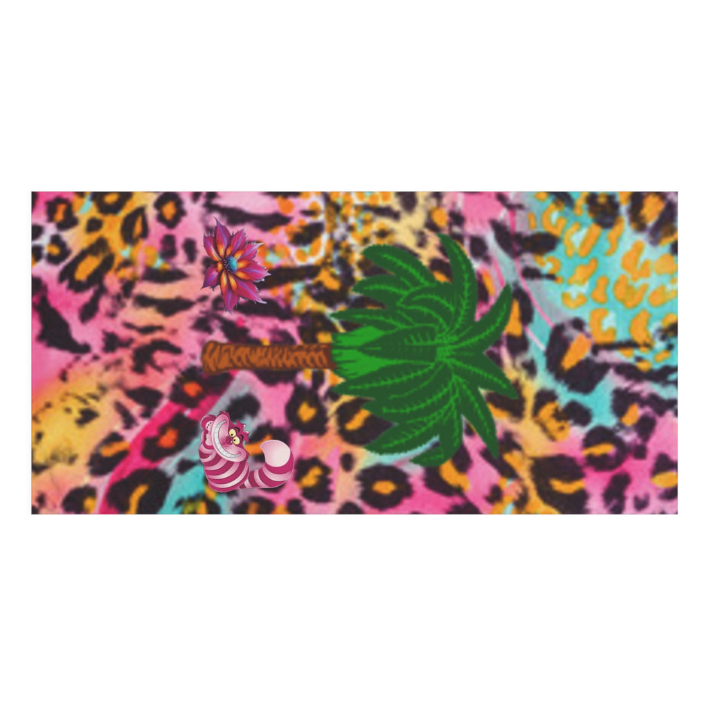 Tropical Leopard Beach Towel — Bright Palm Tree & Floral Print