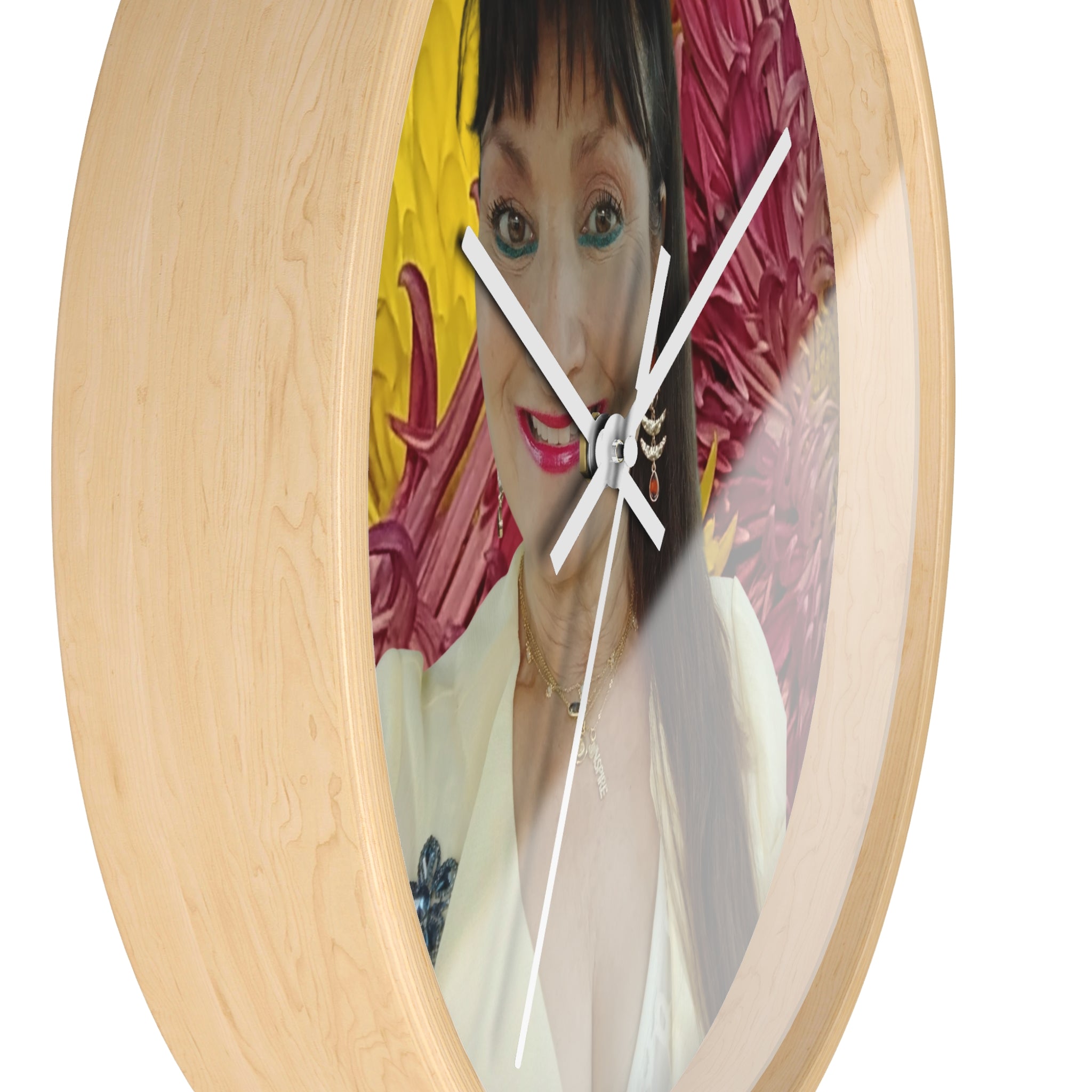 Mary Jordan Wall Clock – Bright Yellow & Pink Decorative Timepiece
