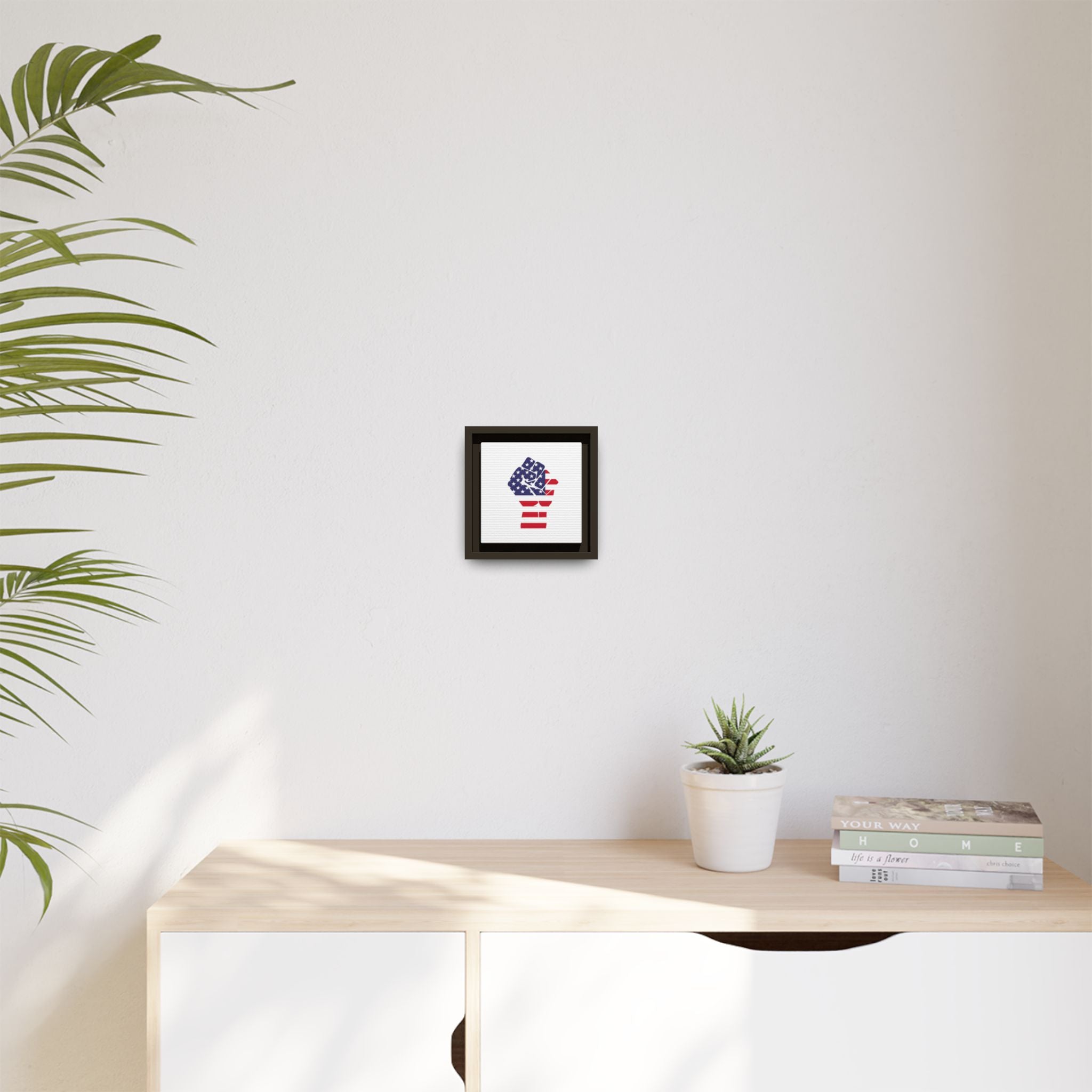 Framed Canvas Print – American Flag Fist Wall Art