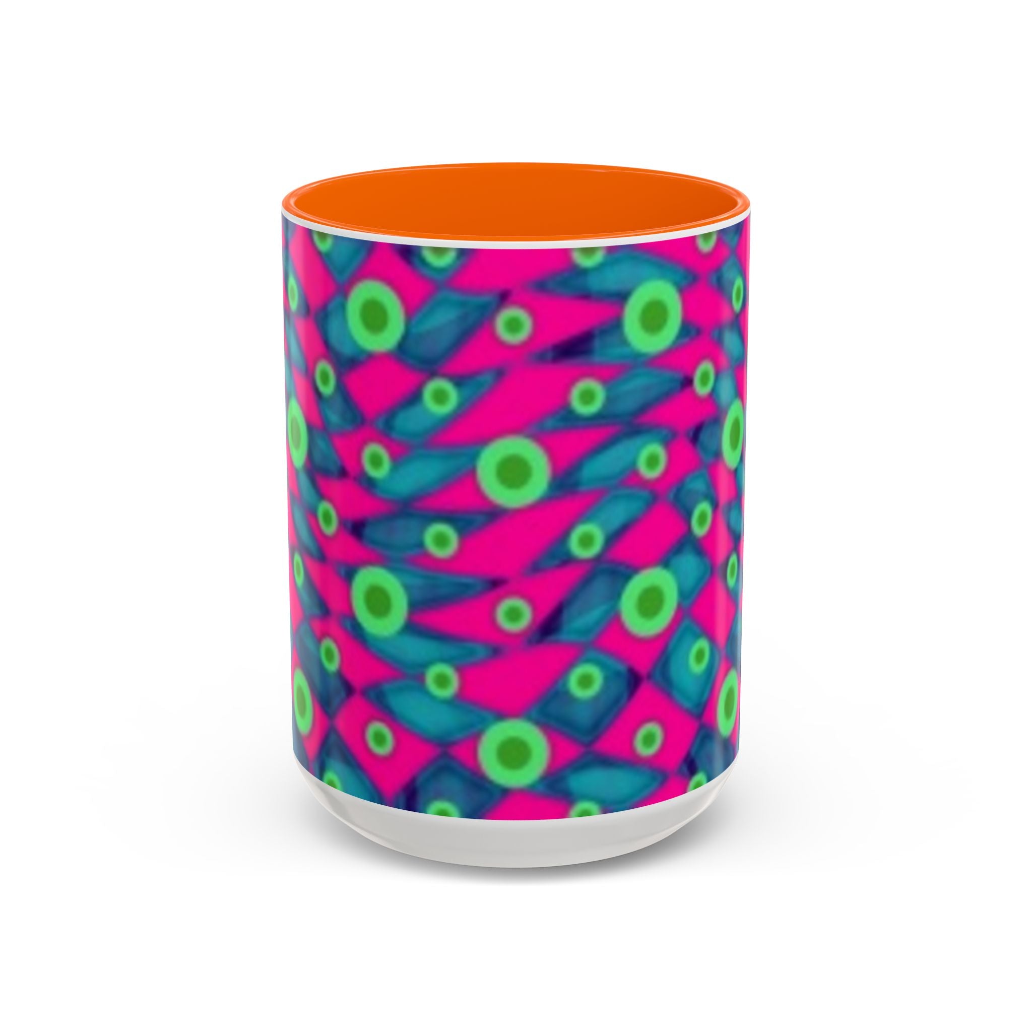 Abstract Neon Pattern Coffee Mug — Vibrant Retro Geometric Accent Mug (11/15oz)