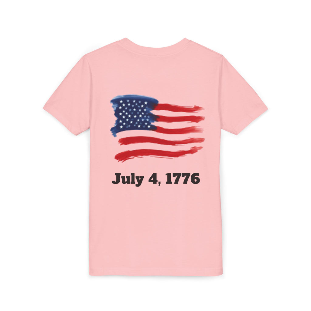 Youth T-shirt — Watercolor Rainbow & Paint Stroke American Flag Kids Shirt