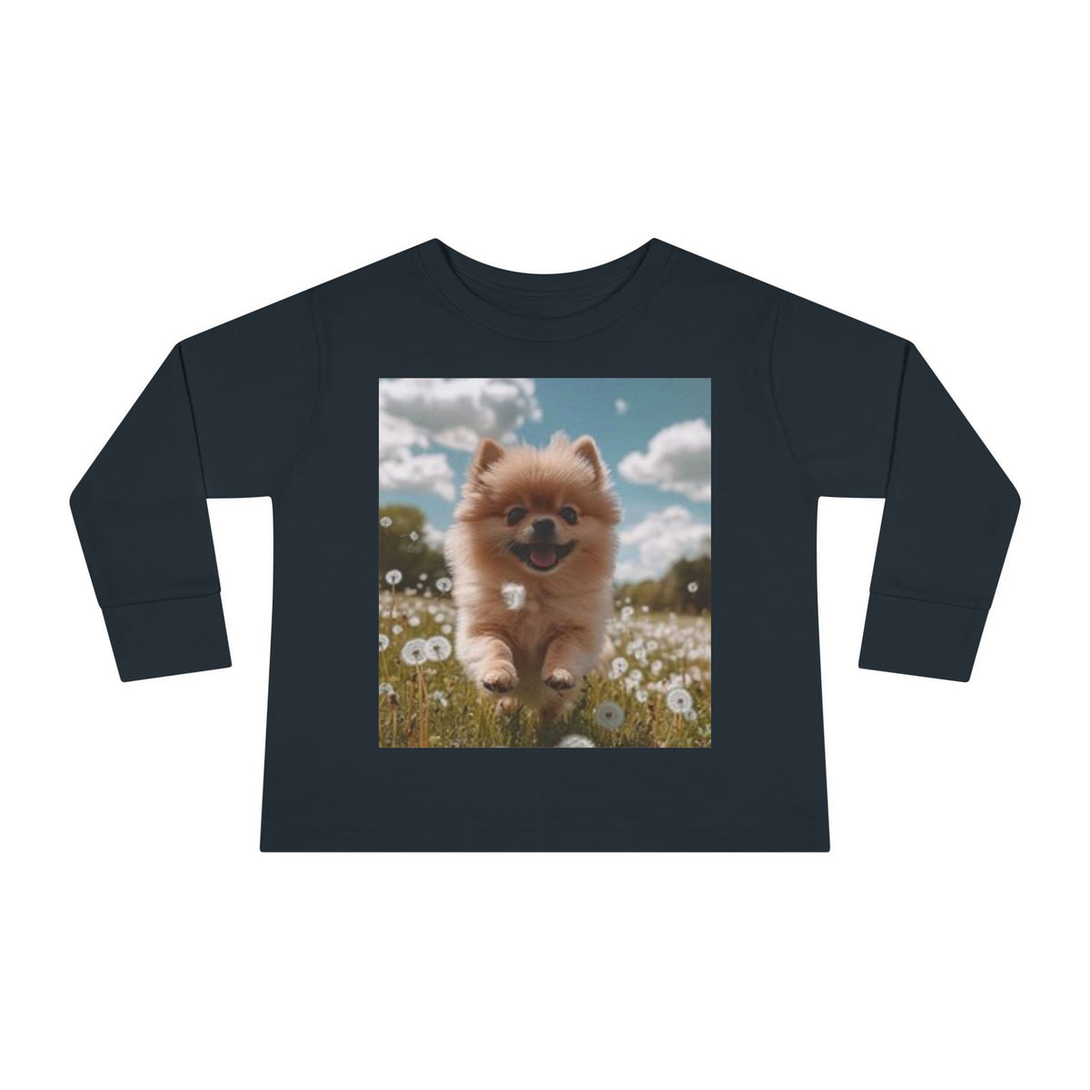 Toddler Tee — Puppy Running through Wildflowers Sleeve Shirt for Kids