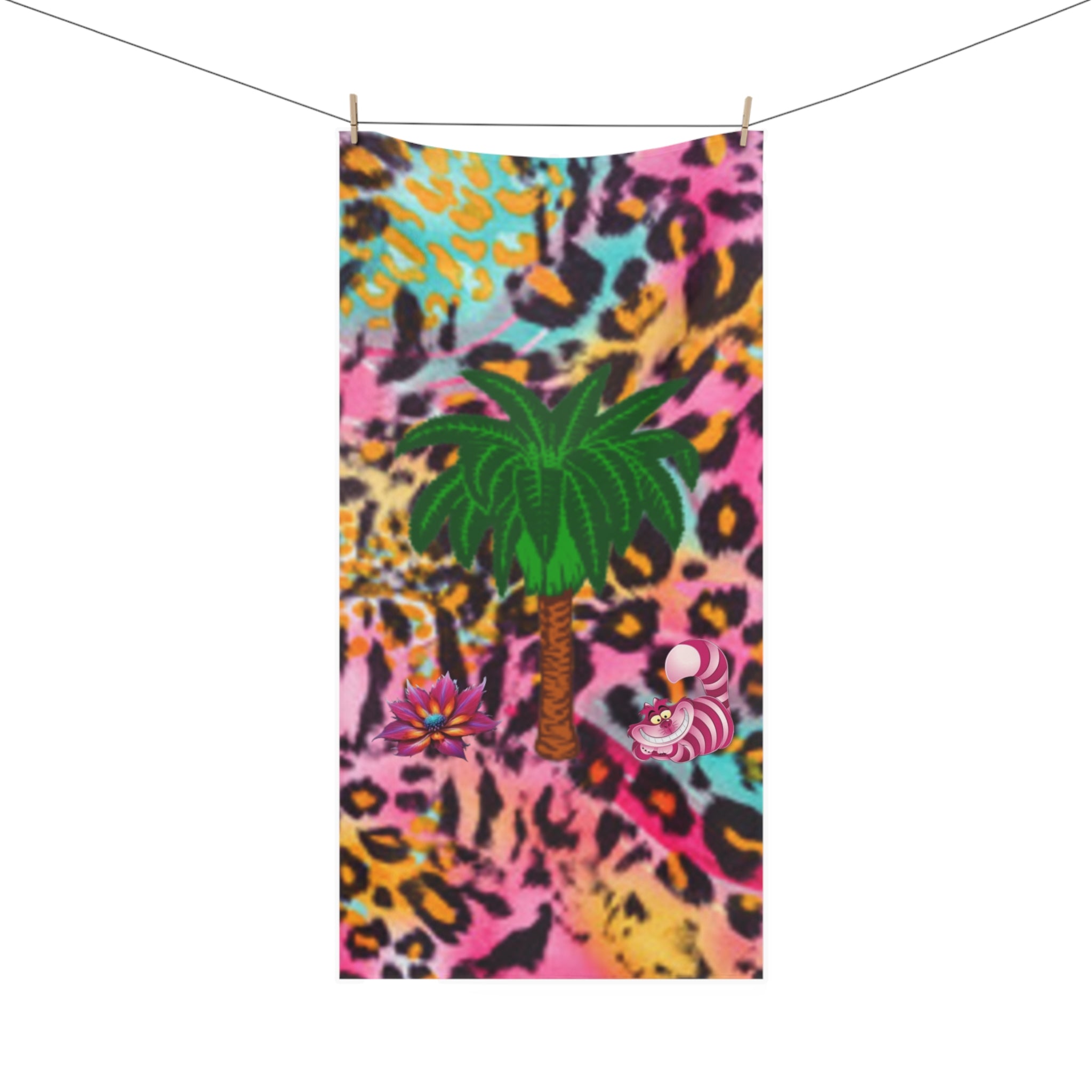 Tropical Leopard Beach Towel — Bright Palm Tree & Floral Print