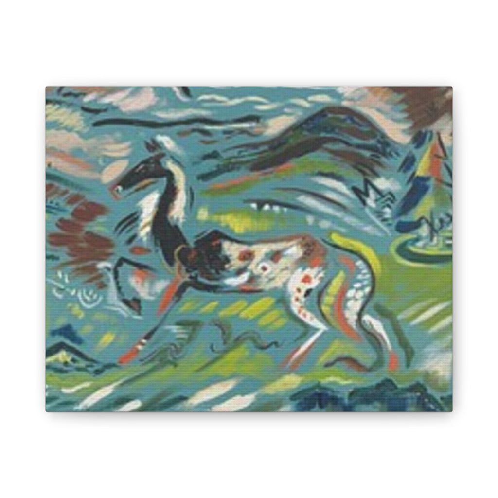 Abstract Horse Canvas Print — Colorful Surreal Animal Art on Stretched Canvas
