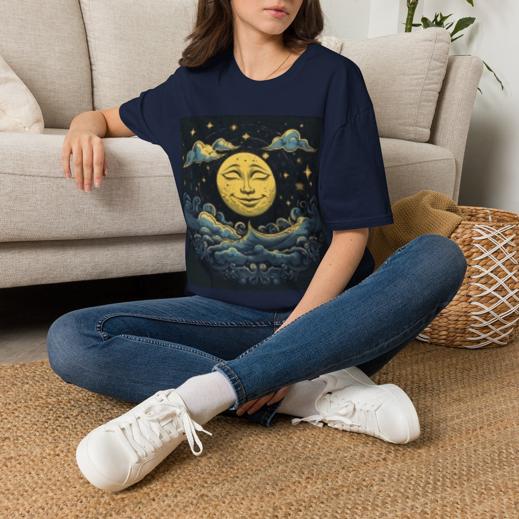 Celestial Moonface T-Shirt — Vintage Night Sky Graphic Tee